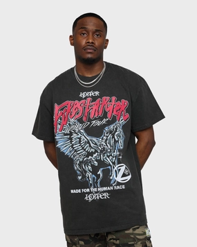 Minimalistic Wear Loiter Firestarter Tour Ultra Premium Vintage T-Shirt Black Wash