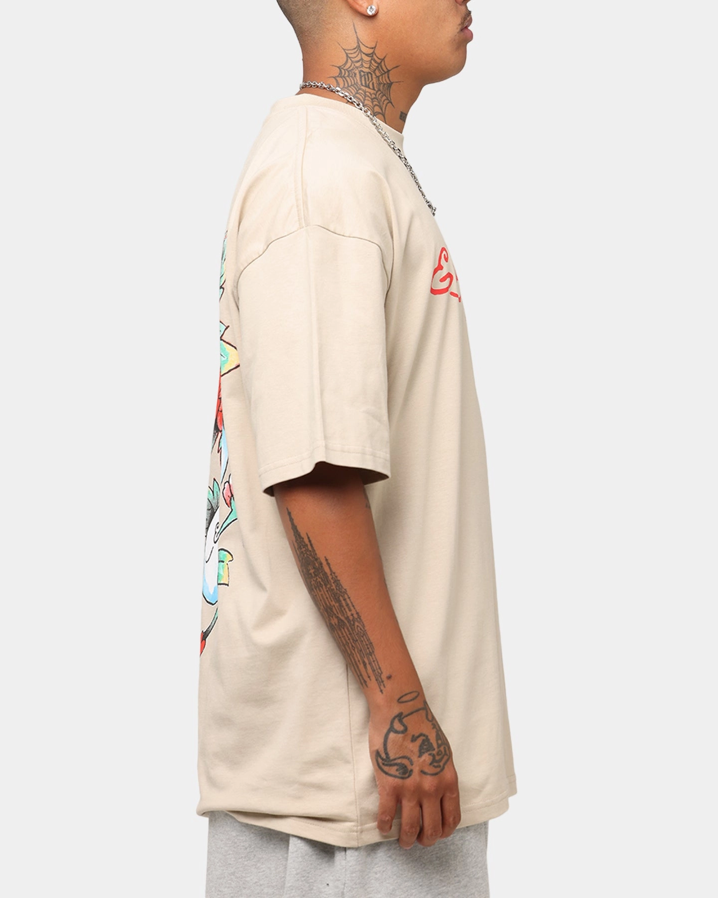 Ed Hardy Flourish Script T-Shirt Stone EnhancedDurabilityFinish