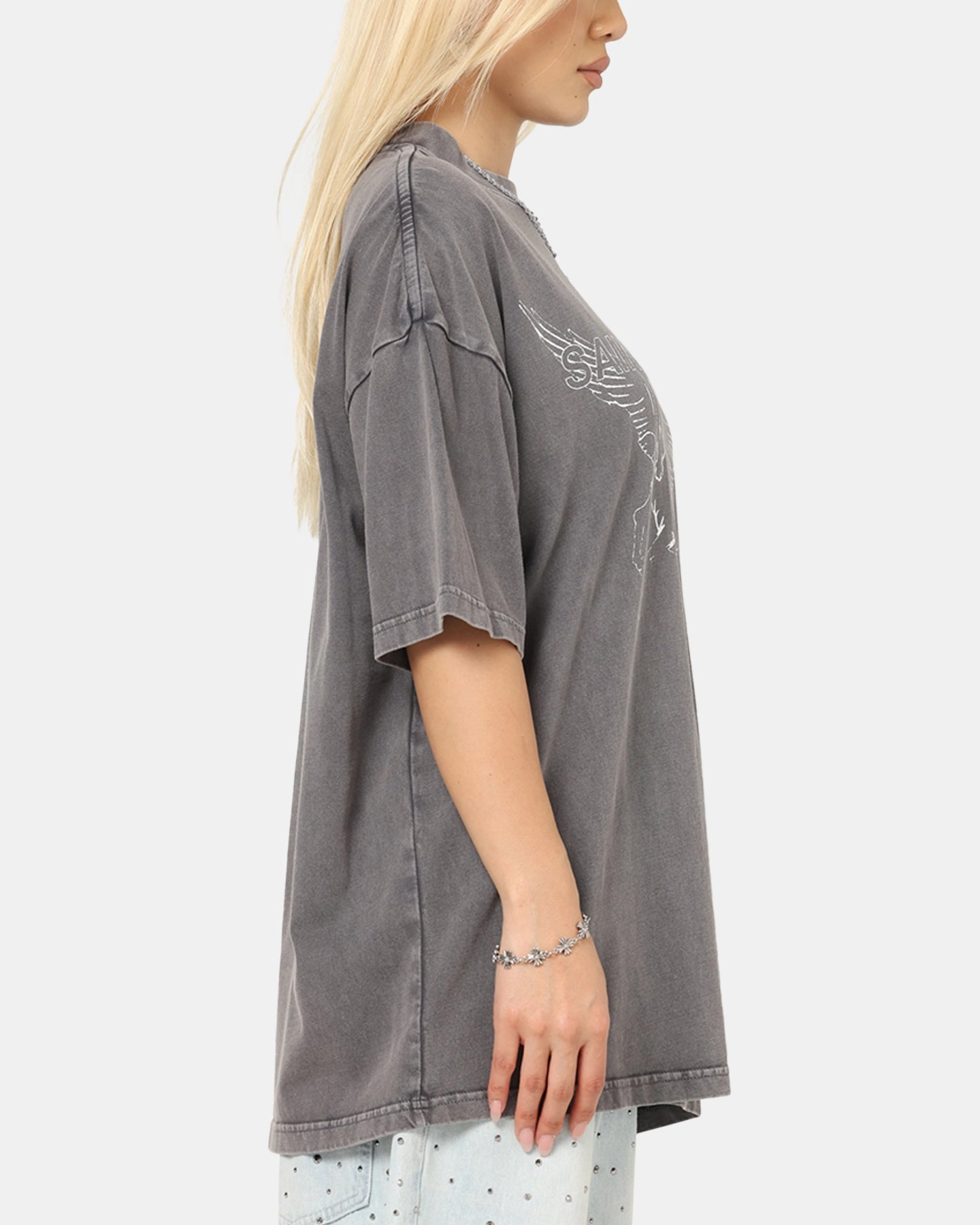 Saint Morta Liberty Mock Neck T-Shirt Washed Charcoal Cozy Wear