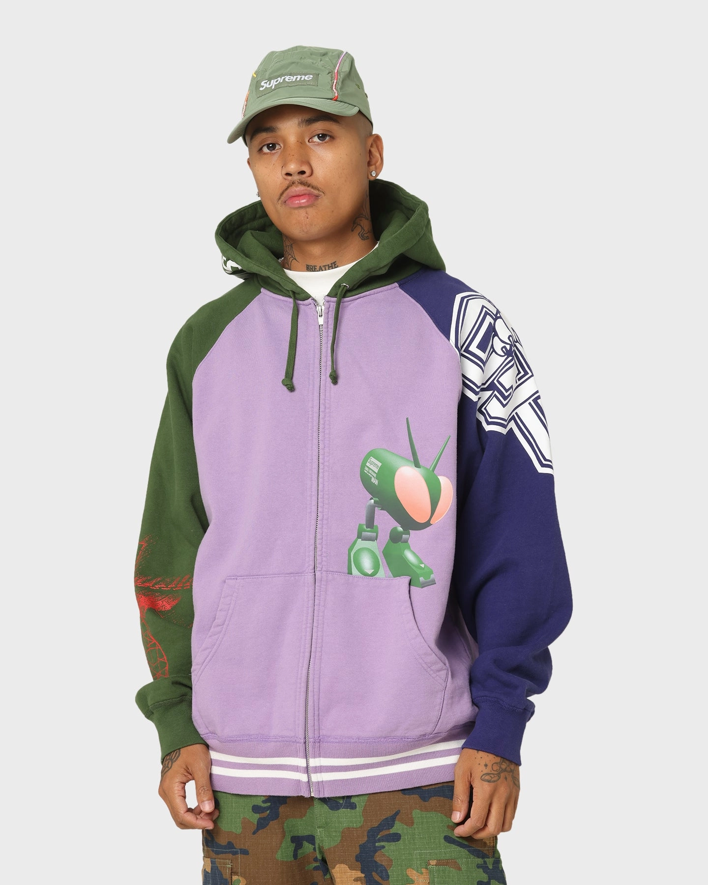 Four Way Stretch Fabric Supreme X Junya Zip Up Hooded Sweatshirt Violet