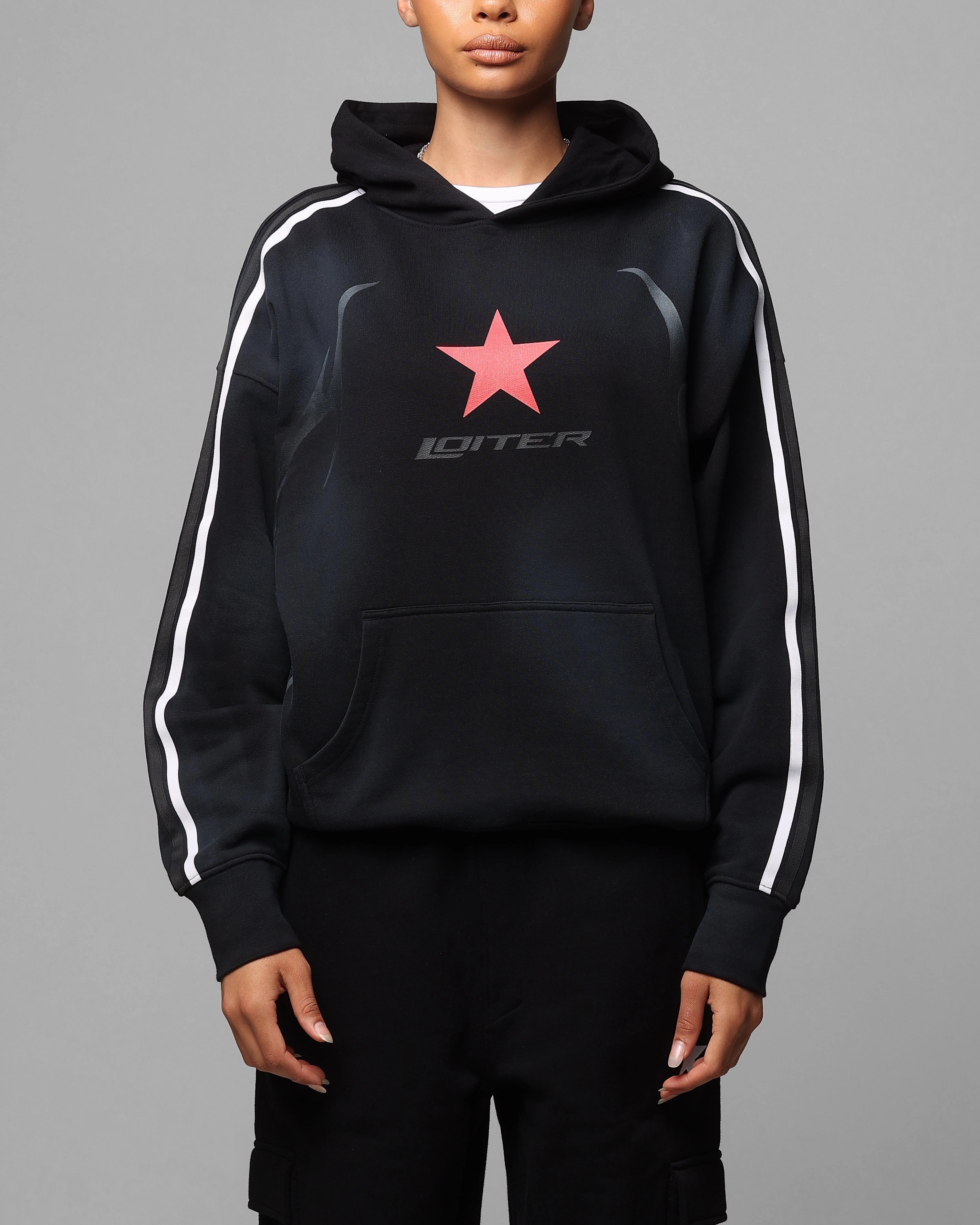 Heat Control Loiter Trackstar Hoodie Washed Black