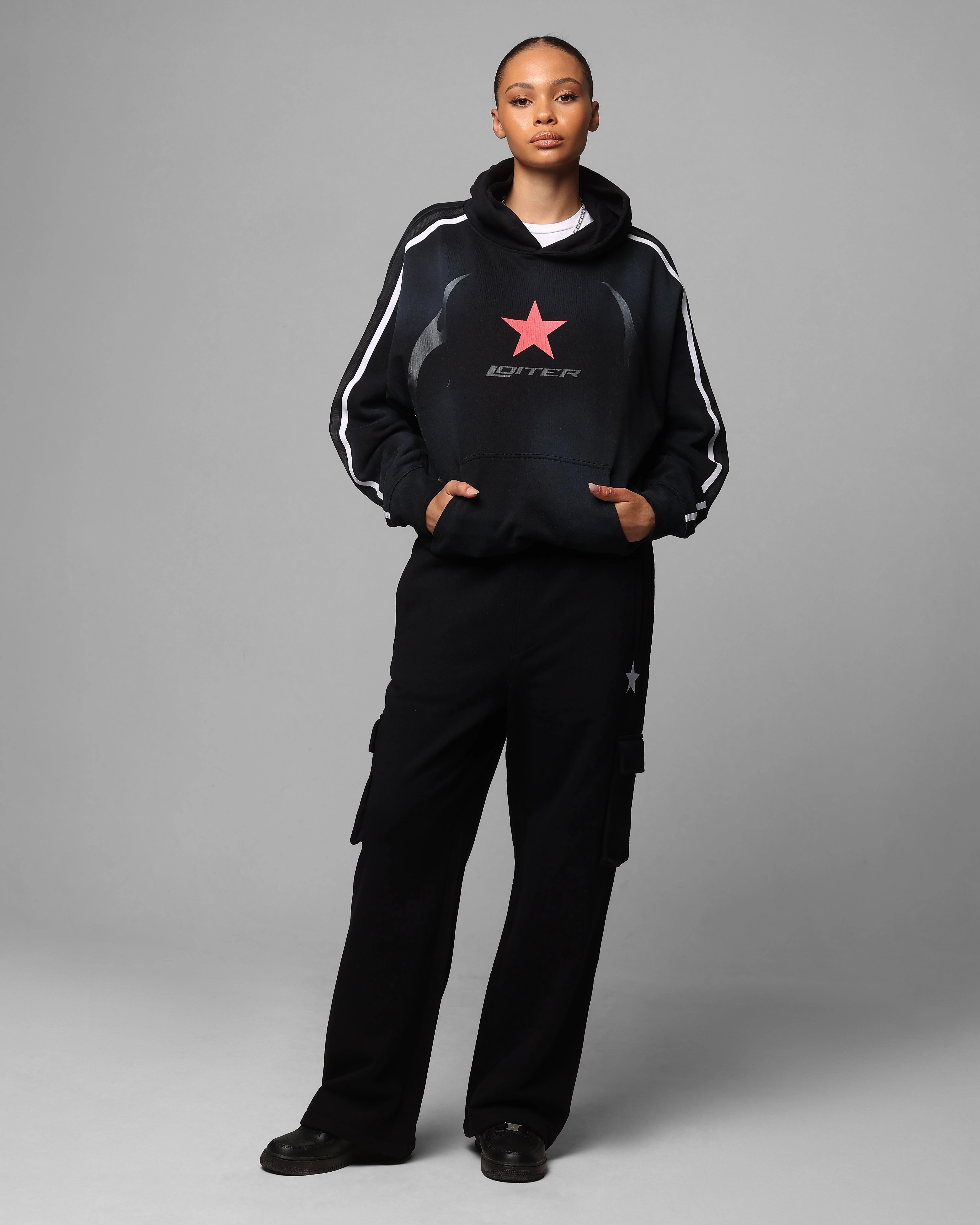 Outdoor Comfort Loiter Trackstar Hoodie Washed Black