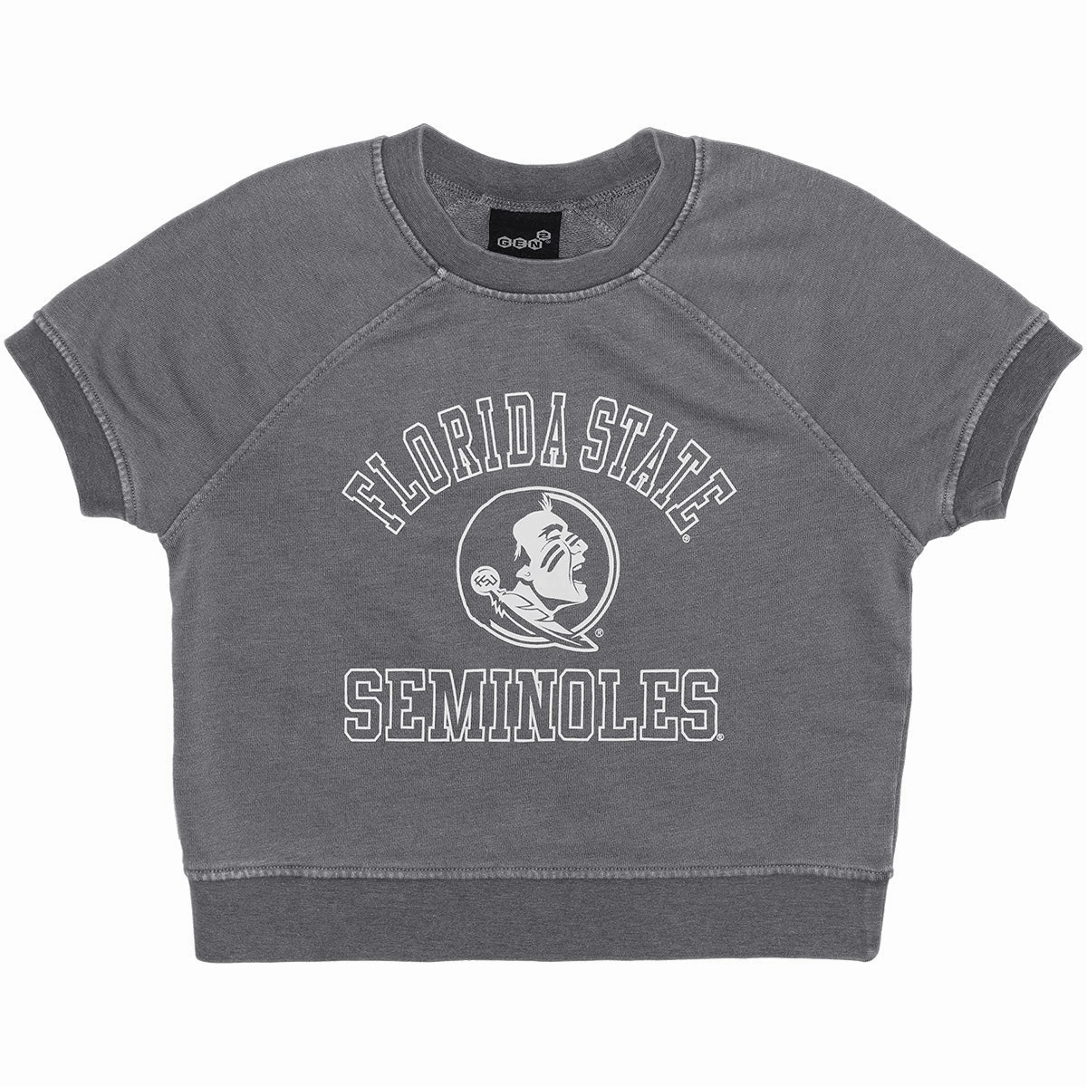 Outerstuff Youth Girl's Florida State Seminoles/Seminole Logo Fashion Fit Short Sleeve Crew - Washed Black Casual Layer Wear