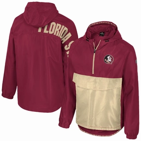Moisture Wicking Inner Layer Colosseum Men's Seminole Logo/Florida State 1/2 Zip Anorak Jacket - Garnet/Gold