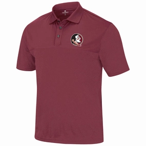 Colosseum Men's Seminole Logo Potential Polo - Garnet Hidden Button Placket Sporty Look