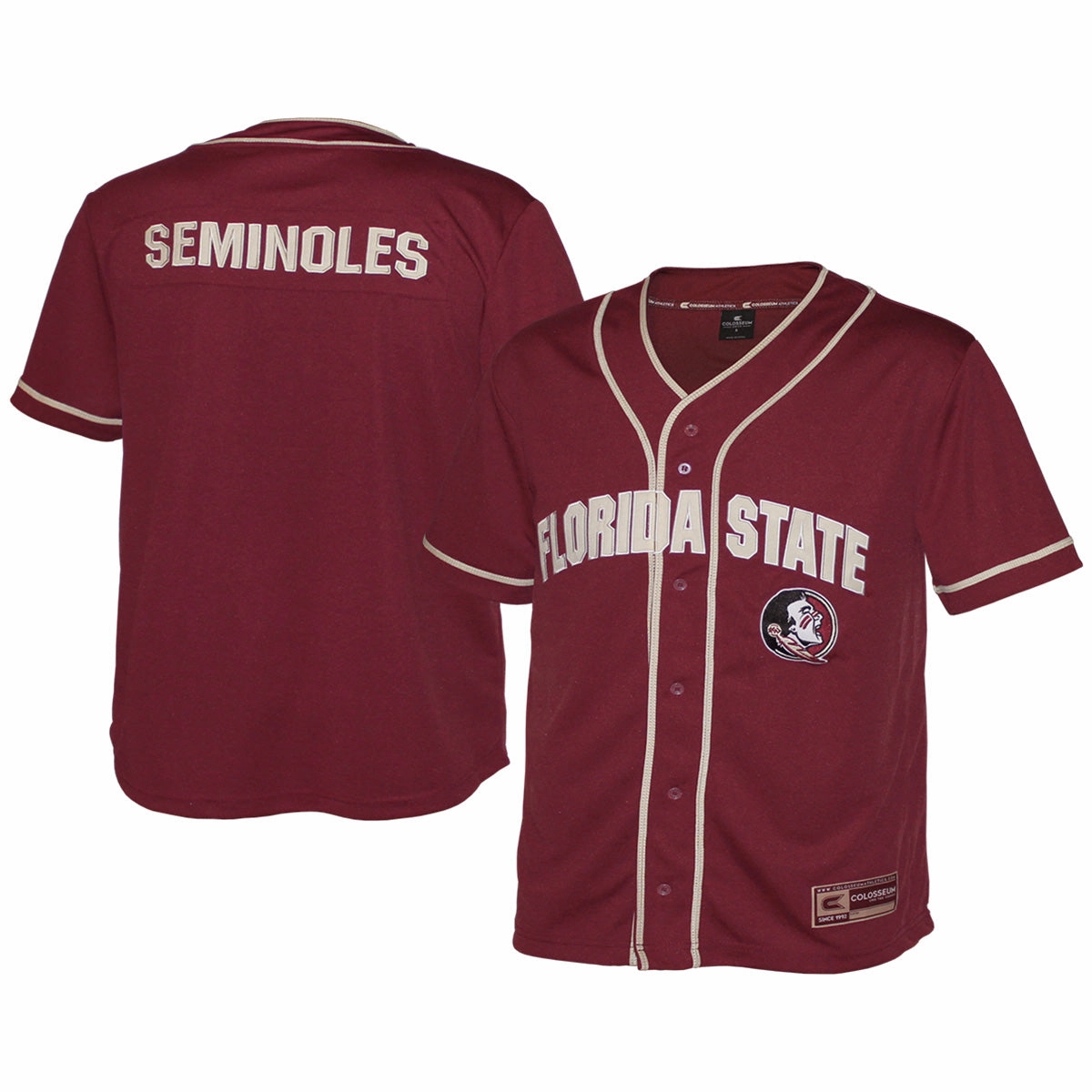 Colosseum Toddler Florida State/Seminole Logo Baseball Jersey - Garnet Fashion Comfort
