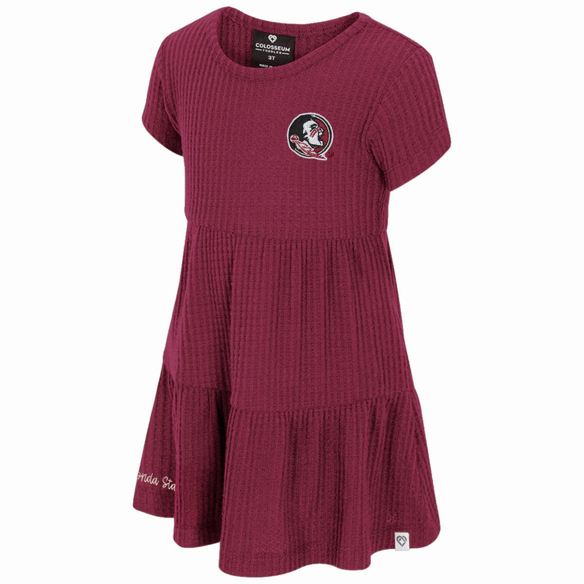 Colosseum Toddler Girl's Seminole Logo/Florida State Waffle Dress - Garnet ZeroDistressFinish Bold Statement