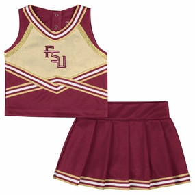 Reinforced Neckline soft look Colosseum Toddler Girl's Stacked FSU 2Pc Cheer Set - Garnet/Gold
