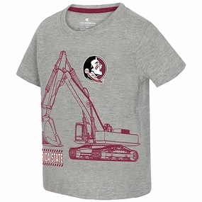 Comfortable texture Cozy Wear Colosseum Toddler Seminole Logo Excavator Design Short Sleeve T-shirt - Heather Grey