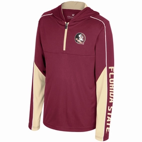 Colosseum Youth Seminole Logo/Florida State Lightweight Hooded 1/4 Zip - Garnet/Gold Hypoallergenic Textile