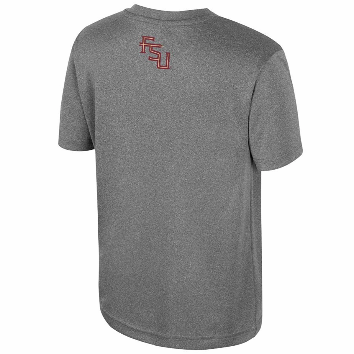 Non Toxic Printing Classic Outfit Colosseum Youth Seminole Logo Florida State Seminoles Design Short Sleeve Performance T-shirt - Heather Charcoal