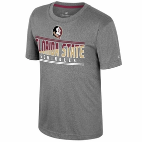 LayeredHemDetails Versatile Comfort Colosseum Youth Seminole Logo Florida State Seminoles Design Short Sleeve Performance T-shirt - Heather Charcoal