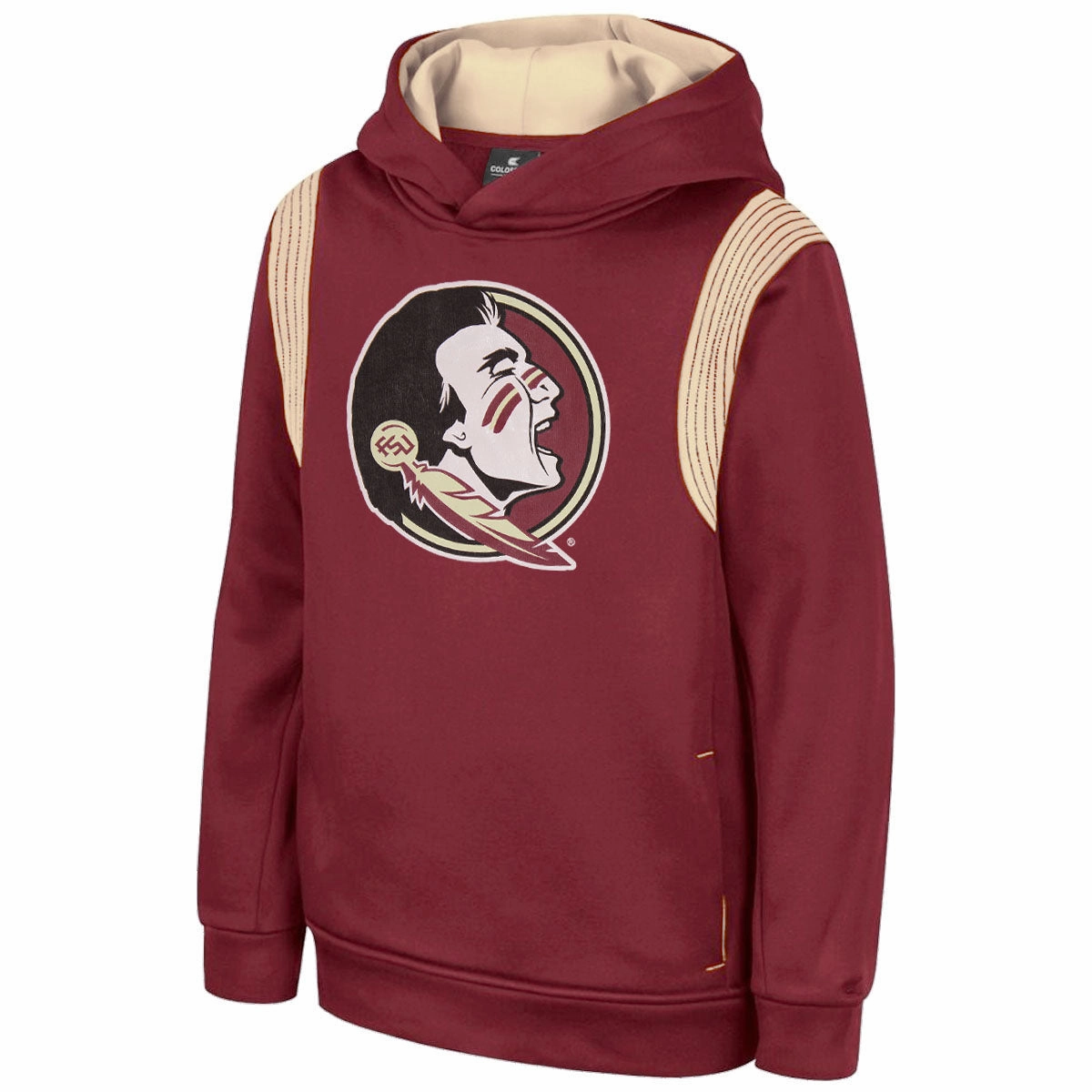 Colosseum Youth Seminole Logo Performance Hood - Garnet/Gold Urban Outdoor Look DoubleLayeredEdges