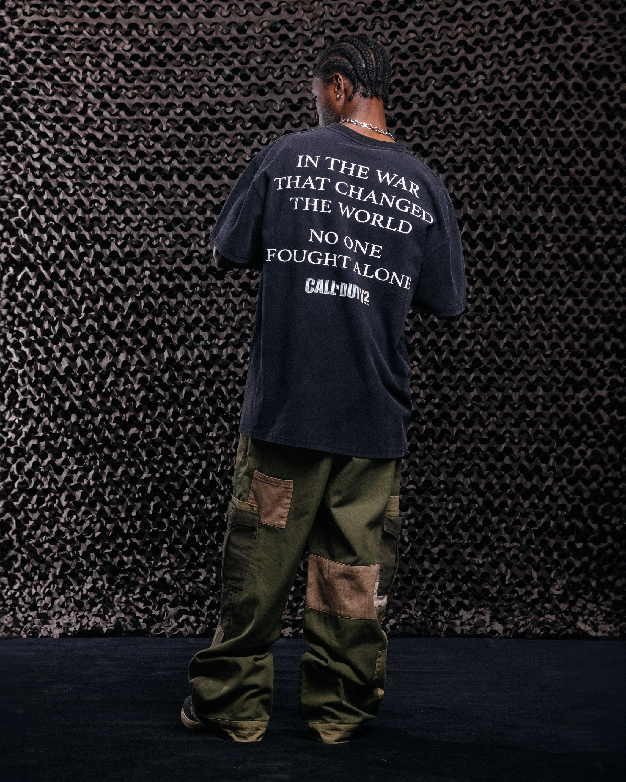 Colorfast Material Goat Crew X Call Of Duty Call Of Duty 2 Vintage T-Shirt Black Acidwash