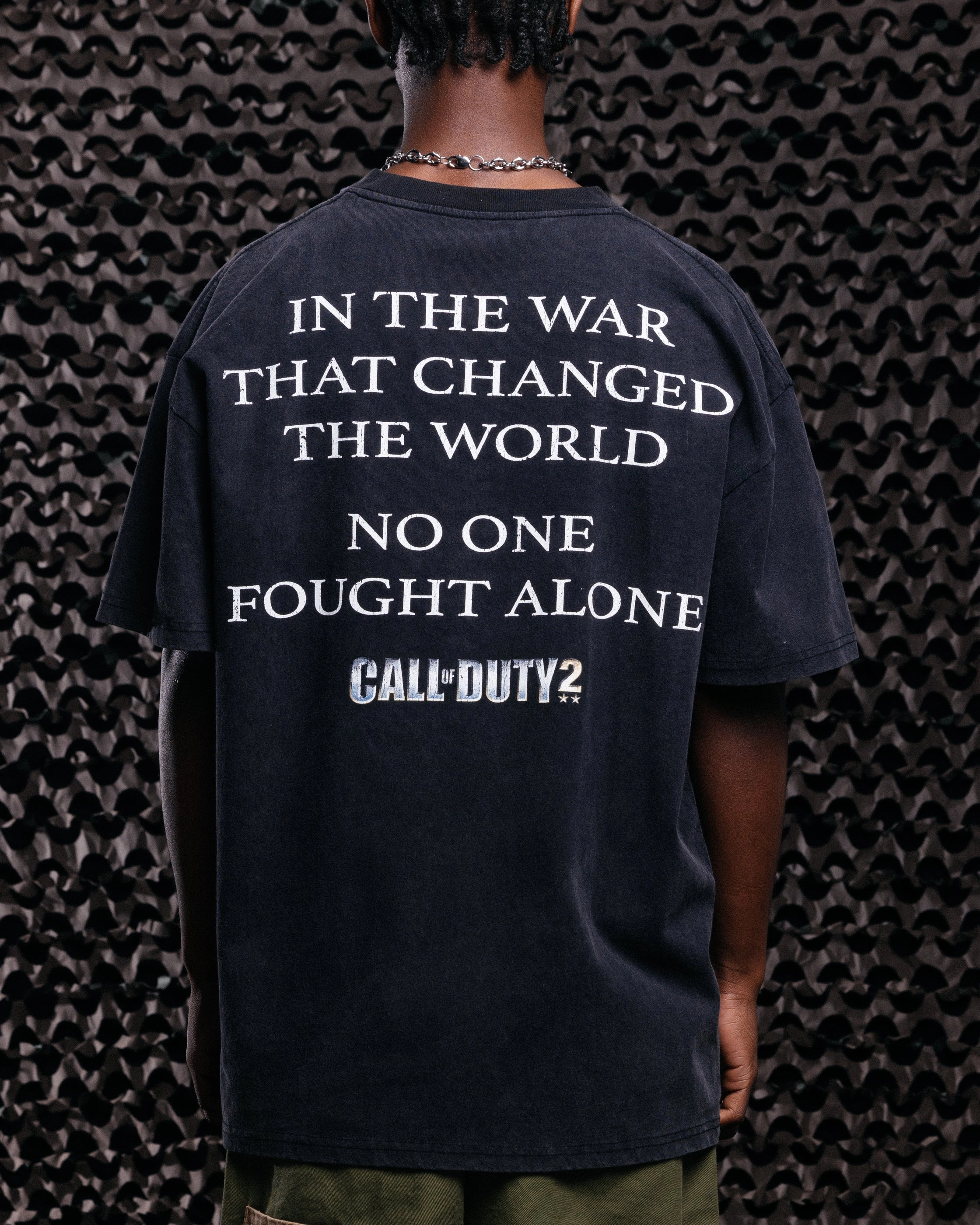 Goat Crew X Call Of Duty Call Of Duty 2 Vintage T-Shirt Black Acidwash Simple Wear Daily Fashion