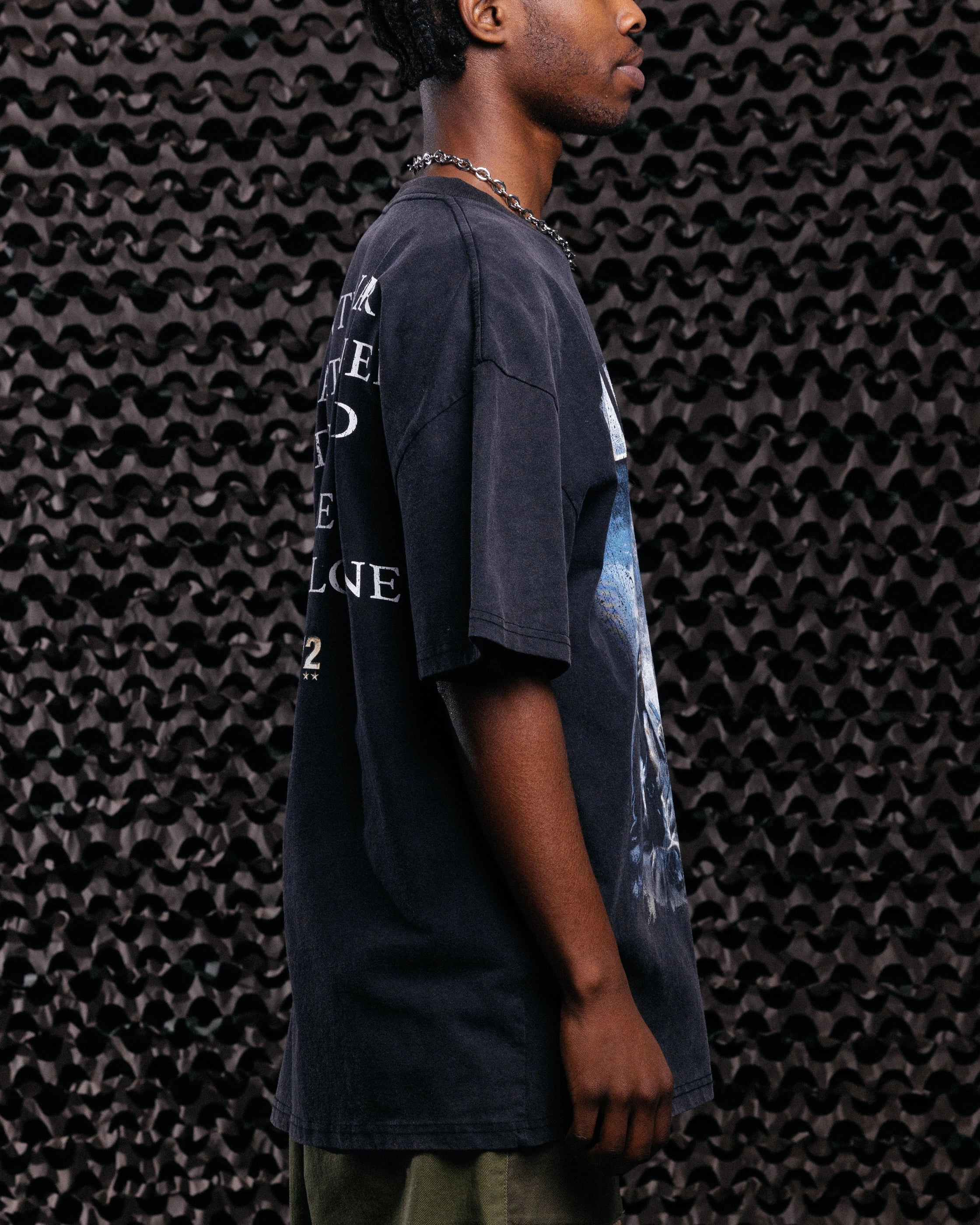 Goat Crew X Call Of Duty Call Of Duty 2 Vintage T-Shirt Black Acidwash Layered Hem Detail Reinforced Shoulder