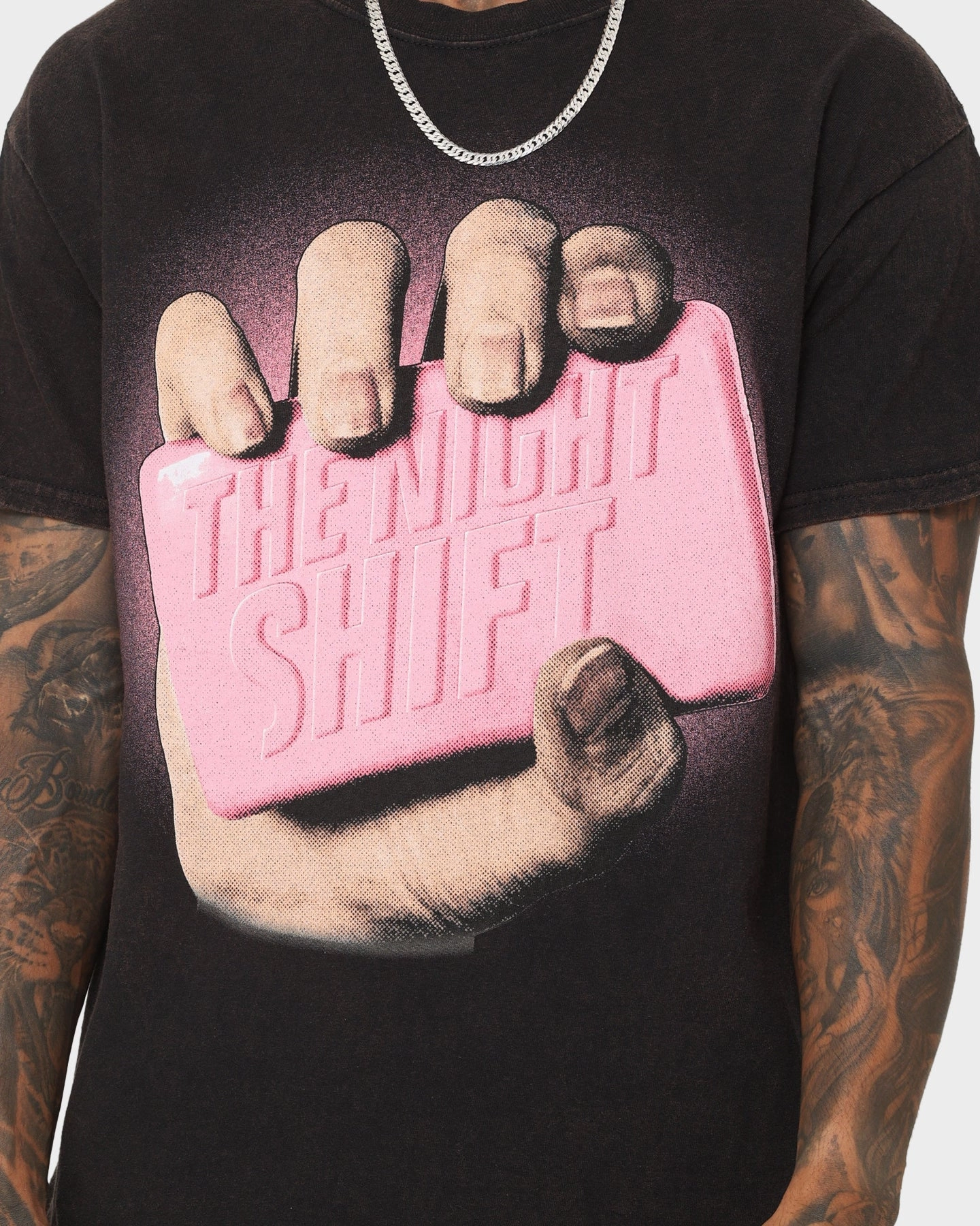 Versatile Layering Piece athletic style The Night Shift Night Club Vintage T-Shirt Black Wash