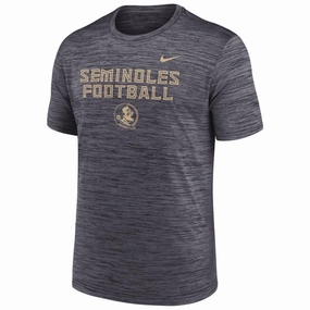 Nike Men's Seminoles Football/Seminole Logo Design Velocity Short Sleeve T-shirt - Black Friction Free Inner Lining