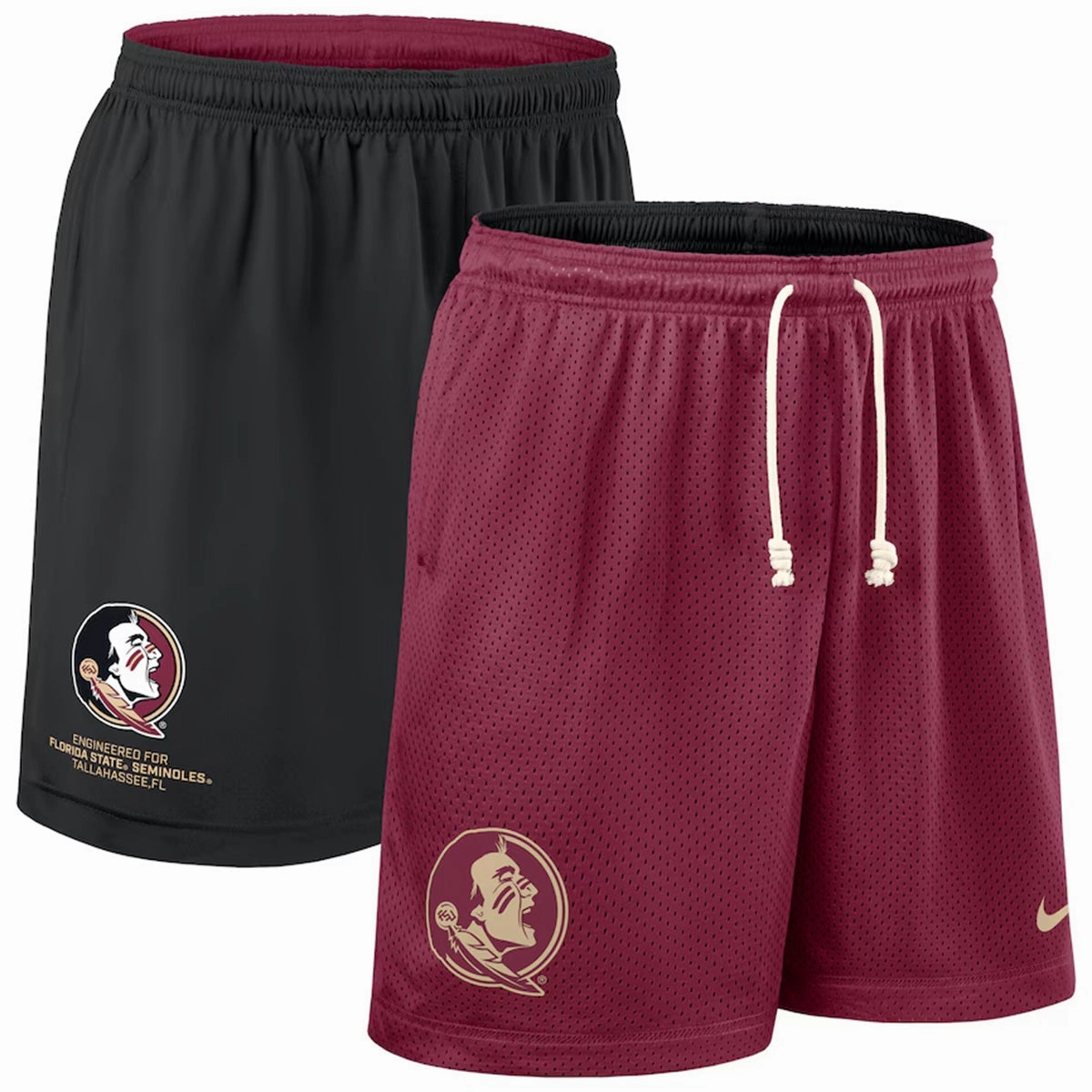 Moisture Management Core Basic Nike Men's Seminole Logo Design Dri-fit Reversible Mesh Short - Garnet/Black