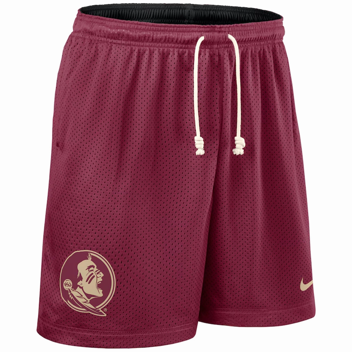 Lounge-friendly Nike Men's Seminole Logo Design Dri-fit Reversible Mesh Short - Garnet/Black
