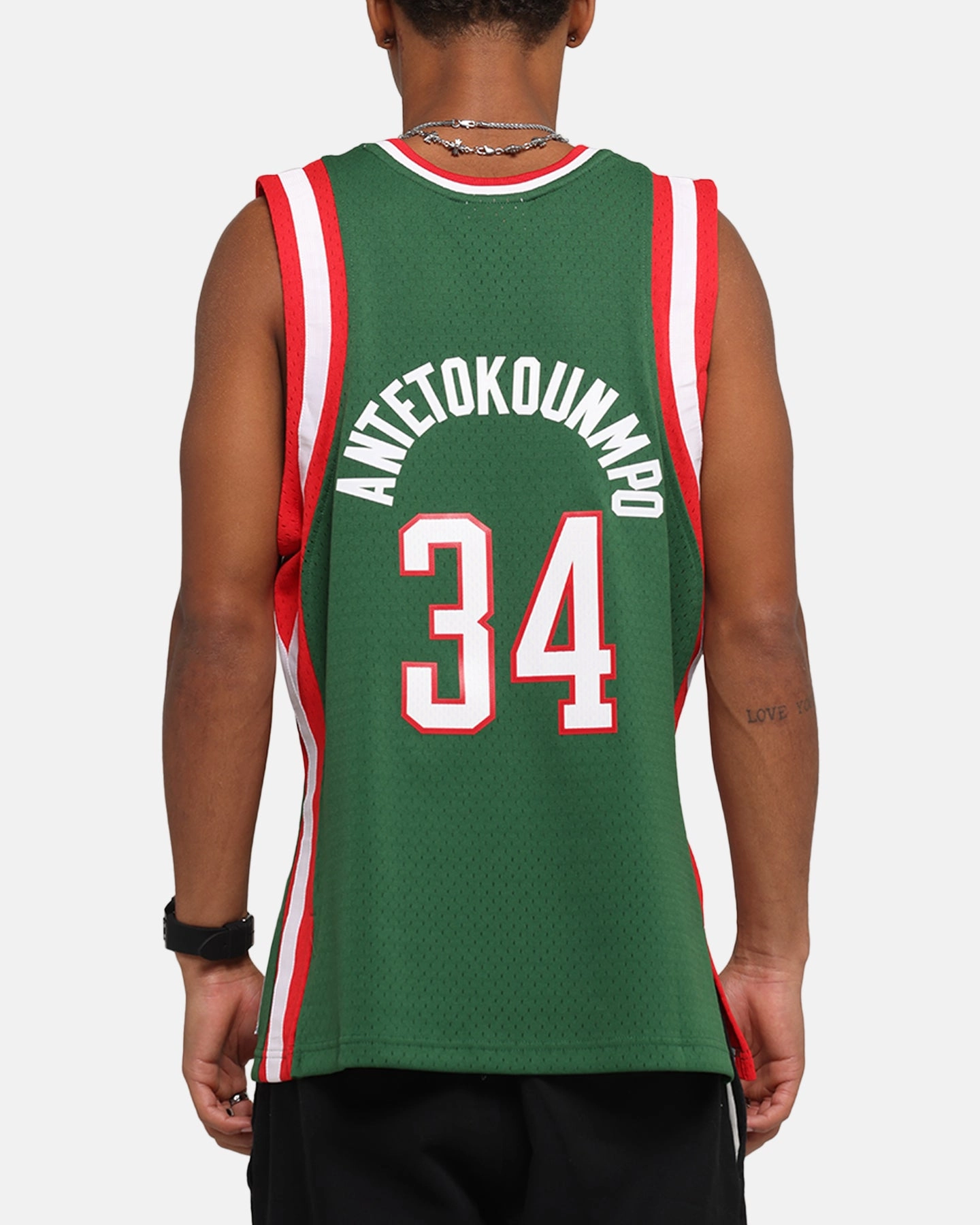 Anti Odor Treatment Mitchell & Ness Milwaukee Bucks Giannis Antetokounmpo Swing Jersey Dark Green