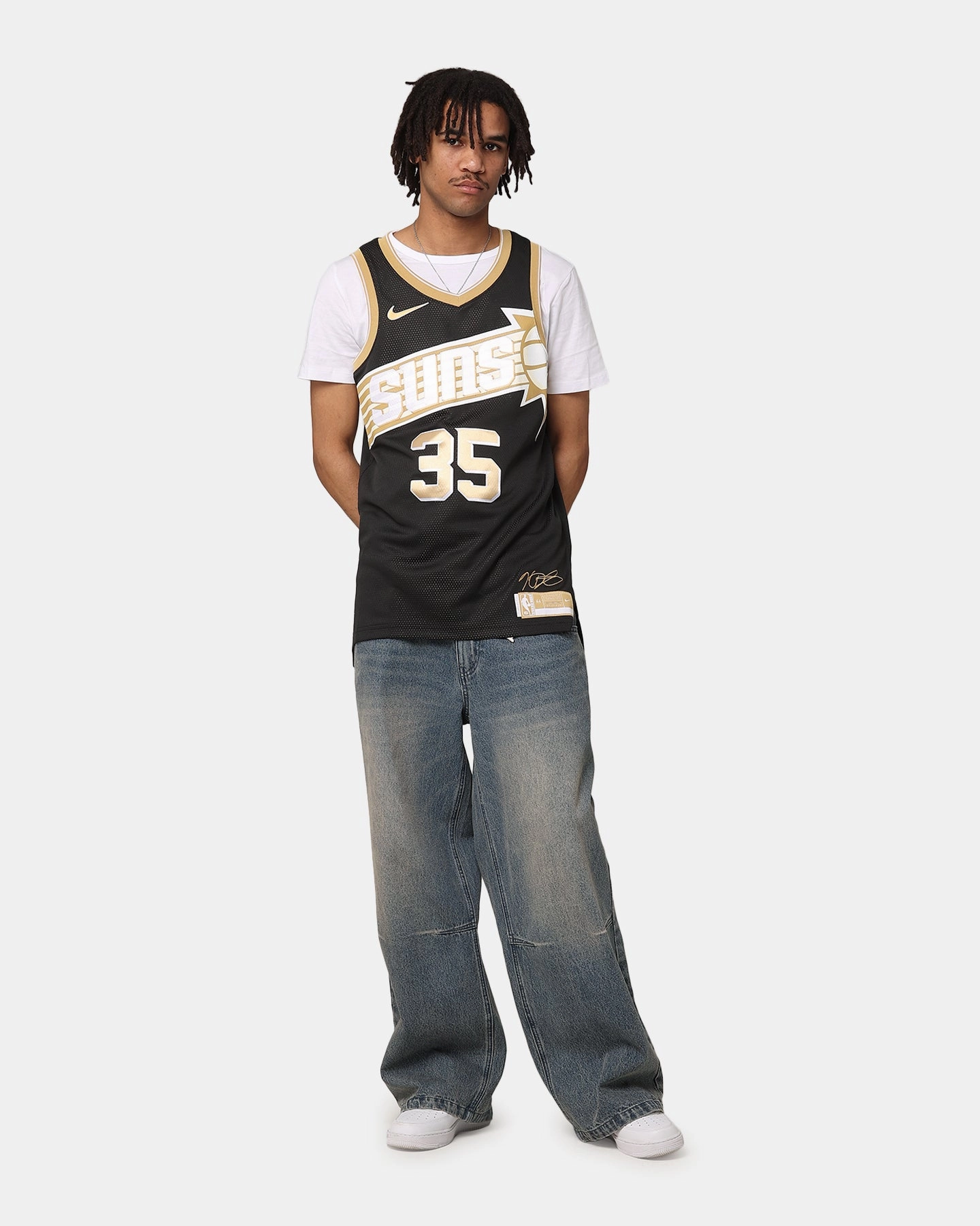 Eco Friendly Textile Rapid Evaporation Build Nike Kevin Durant Phoenix Suns Dri-FIT 2024 Select Series Jersey Black/Gold