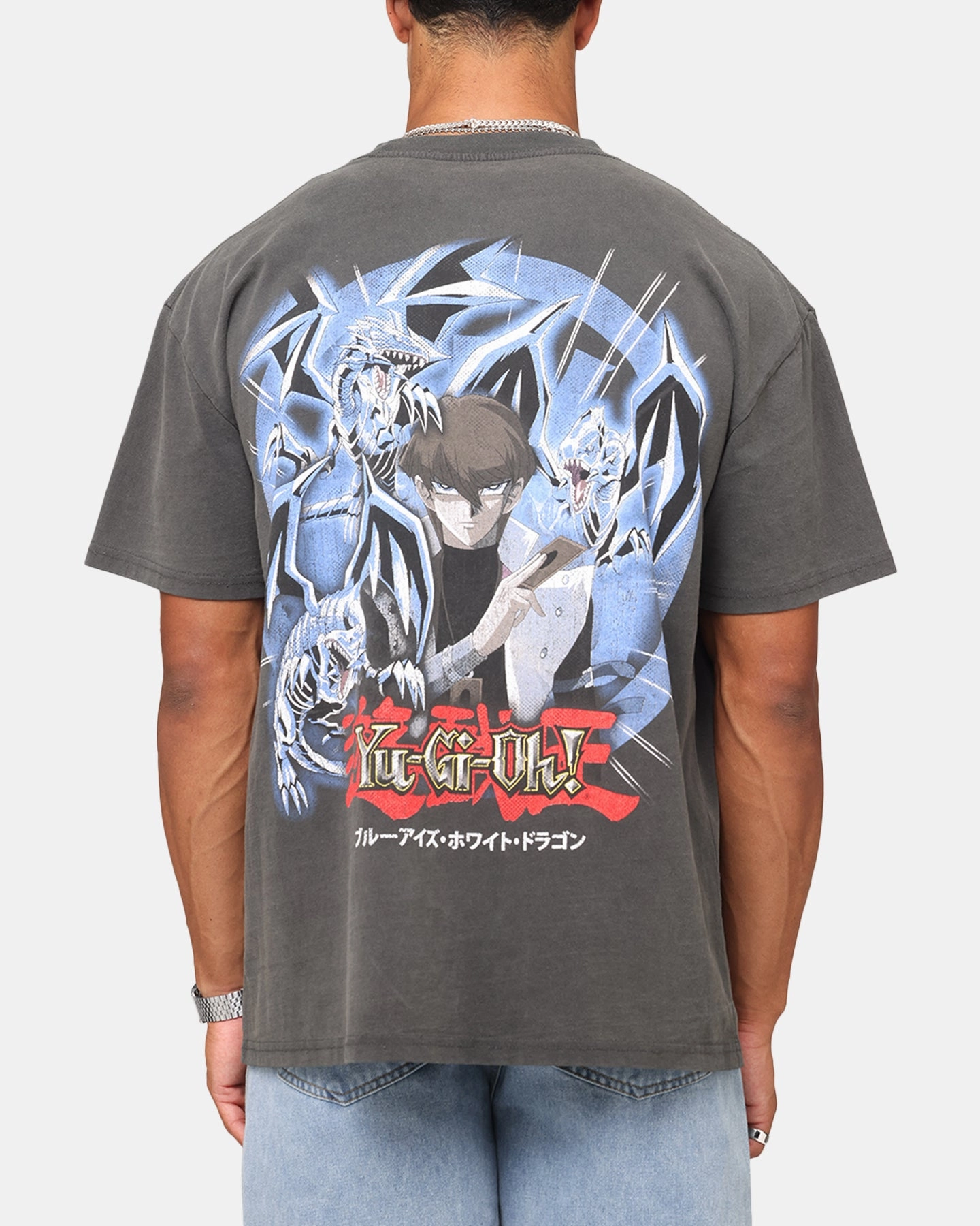 Goat Crew X Yu-Gi-Oh! Kaiba Blue Eyes Heavy T-Shirt Black Wash EcoFriendly Dye Effortless Layer