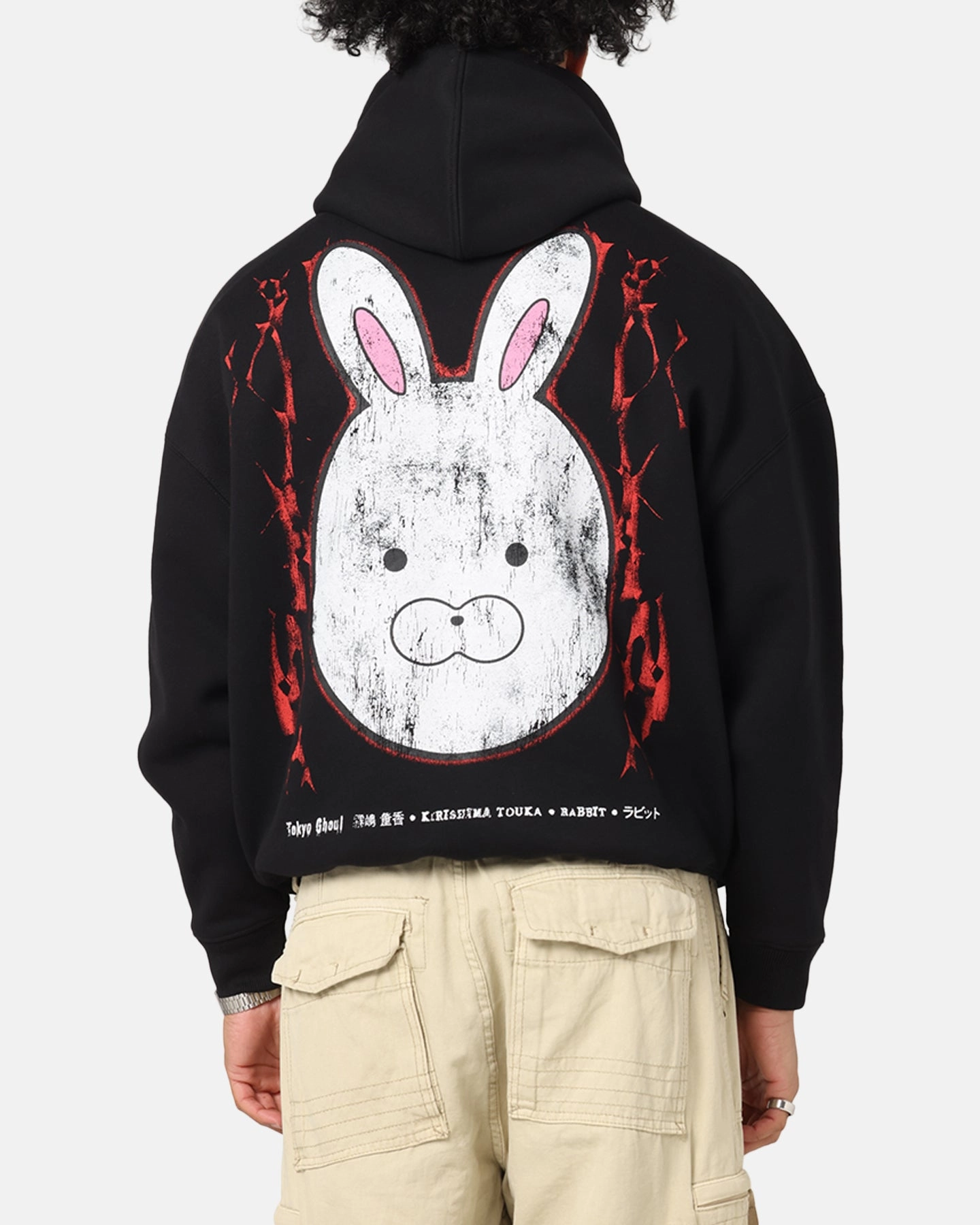 Full Zip Front Closure Contrast Binding 73 Studio X Tokyo Ghoul Rabbit Premium Hoodie Black