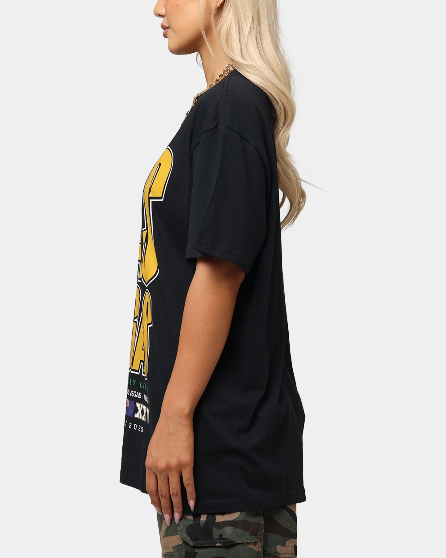Low carbon footprint Bleacher Athletic NRL 2025 Las Vegas Round T-Shirt Black