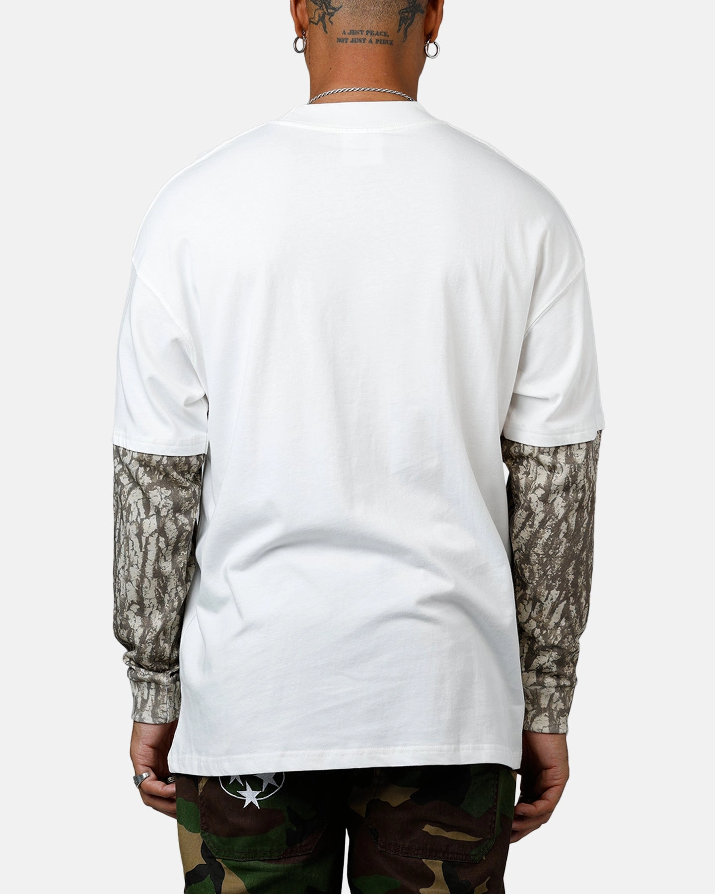 Street Casual Carre Graffiti Layered Long Sleeve T-Shirt Off White