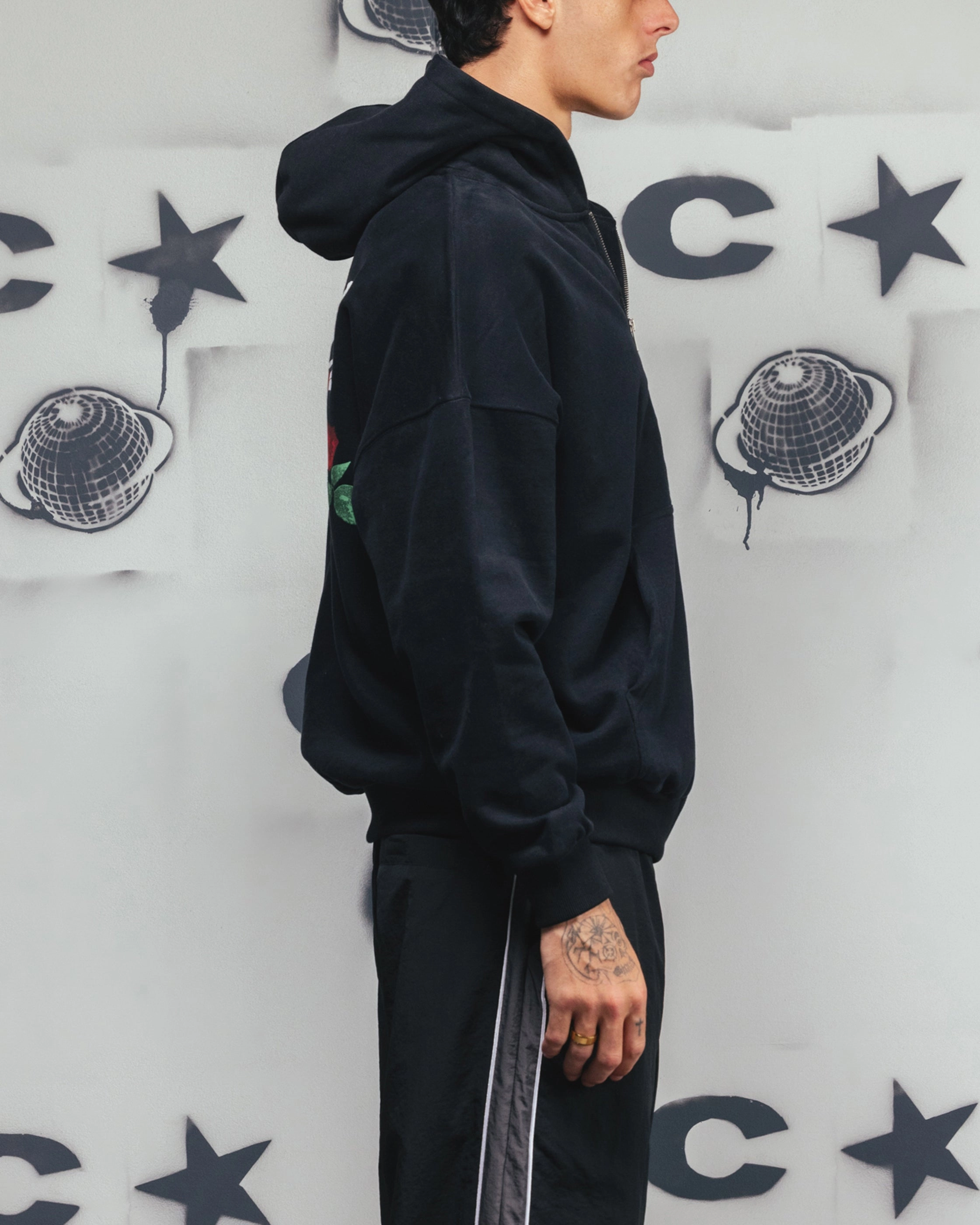 Budget Front Pockets Carre Always & Forever Zip Hoodie Black