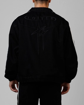 Loiter Track Star Denim Jacket Black Lightweight Warmth