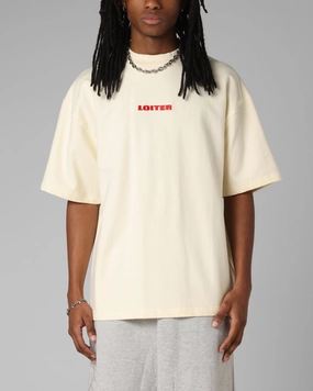 Loiter Script Boxy T-Shirt Off White Quick Drying