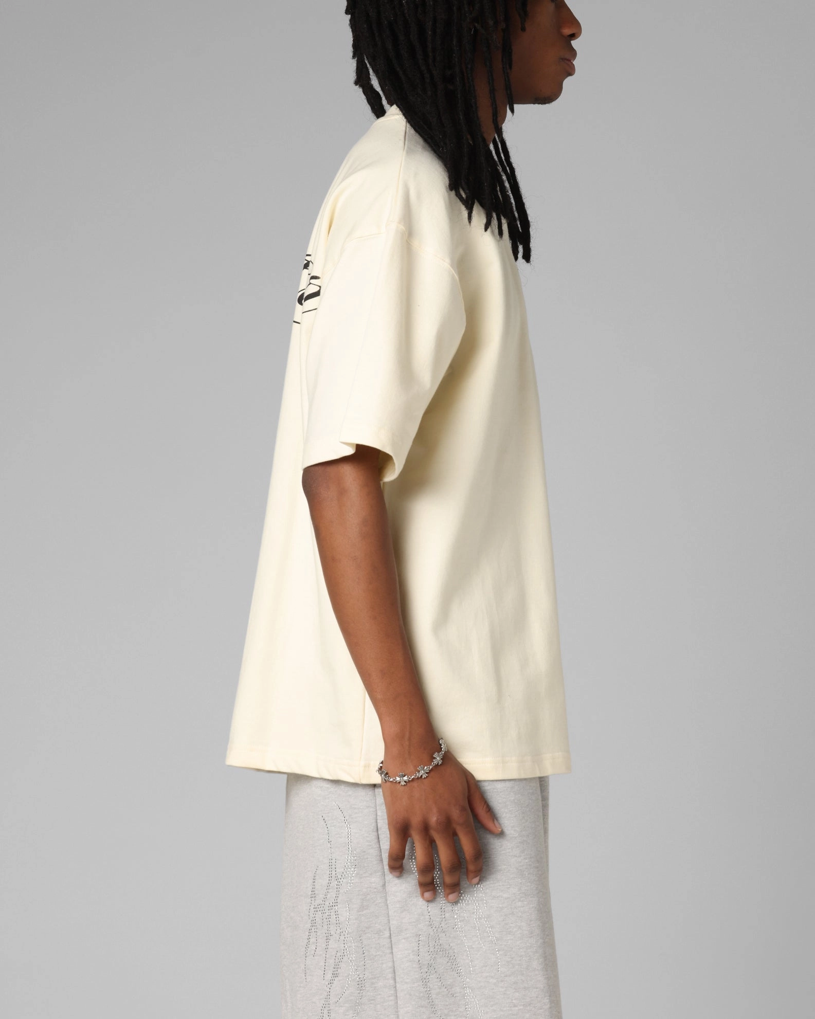 Loiter Script Boxy T-Shirt Off White Stylish and Relaxed