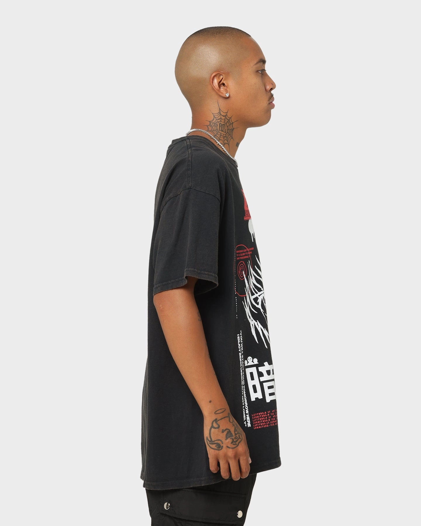 Eco Certified Textile Urban Trend Look Goat Crew Korea T-Shirt Black Wash