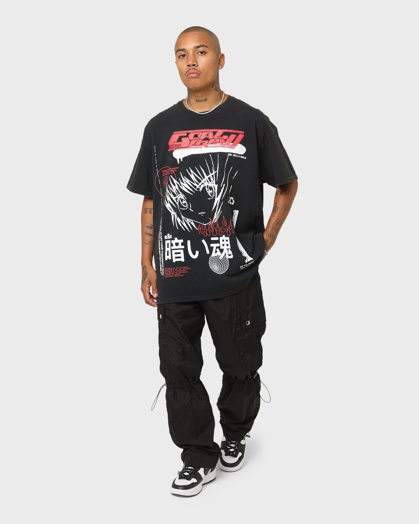 monochromatic Goat Crew Korea T-Shirt Black Wash