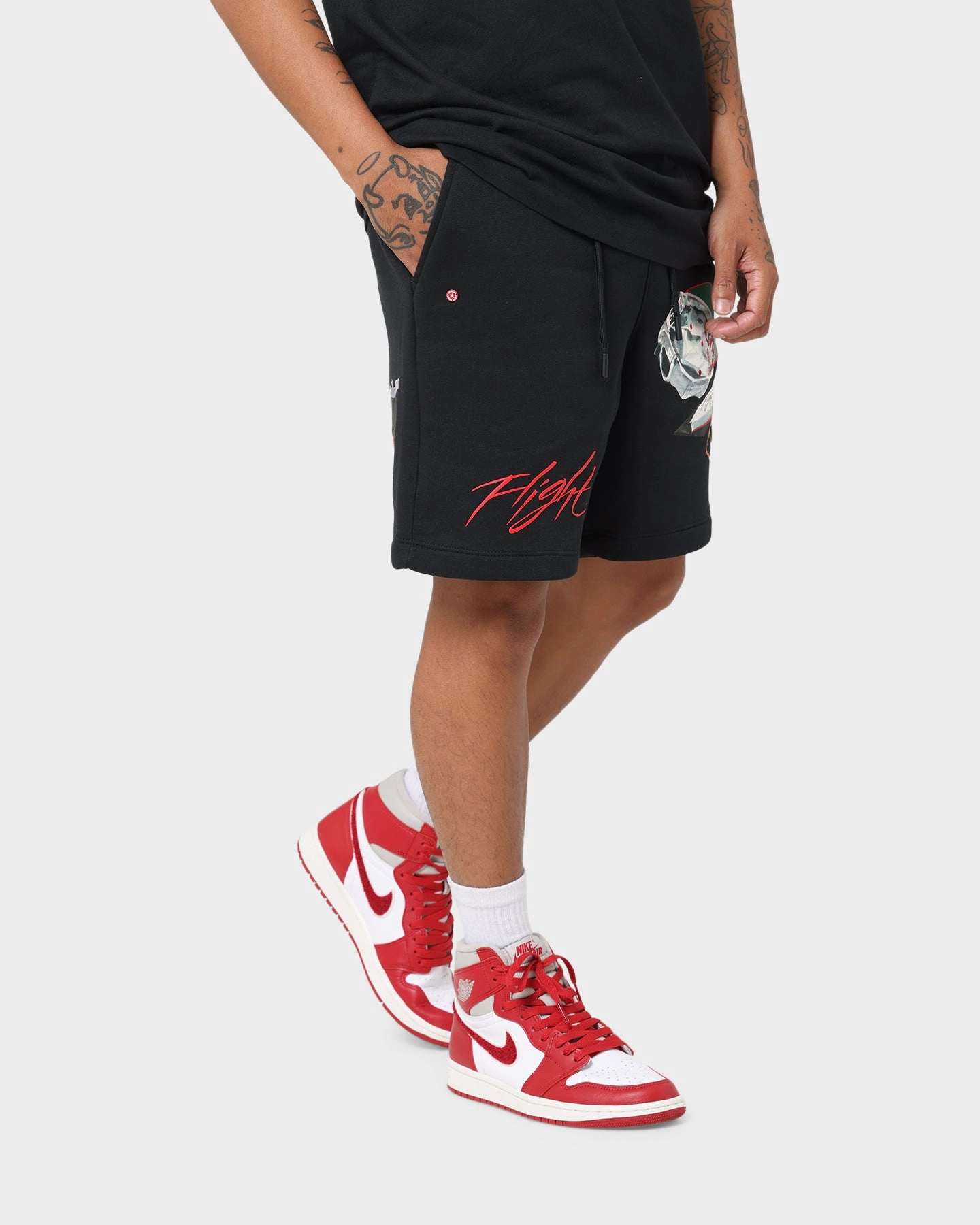 Jordan Flight Artist Series Fleece Shorts Black/Sail Game Day Patchwork Design