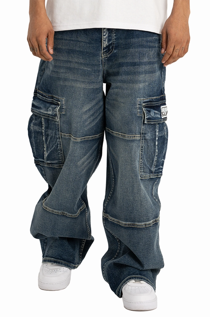Pro Club Men's Heavyweight Baggy Fit Denim Cargo Pants Static free Modern Relaxed