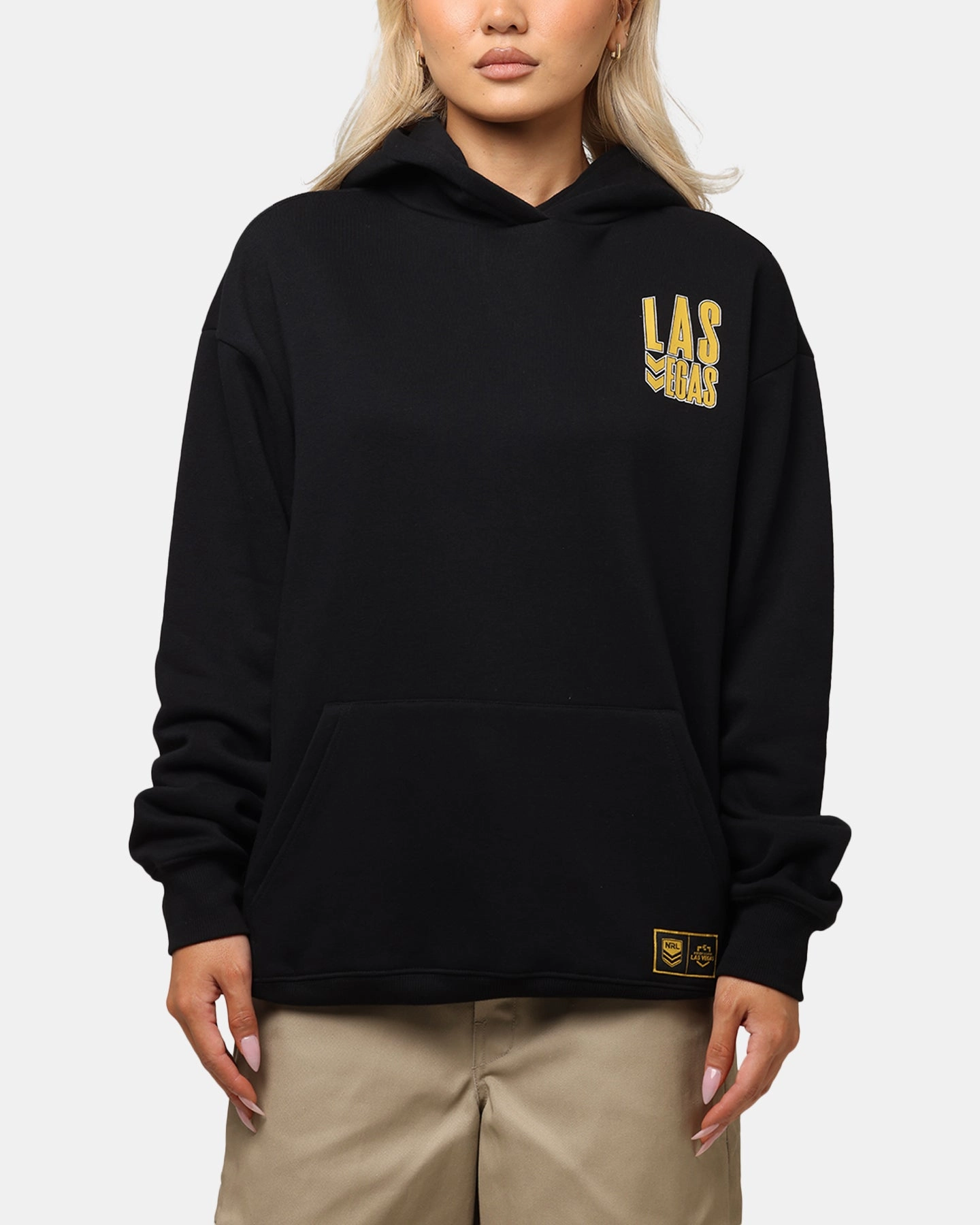 TapedSeams Advice Bleacher Athletic NRL 2025 Las Vegas Round Hoodie Black
