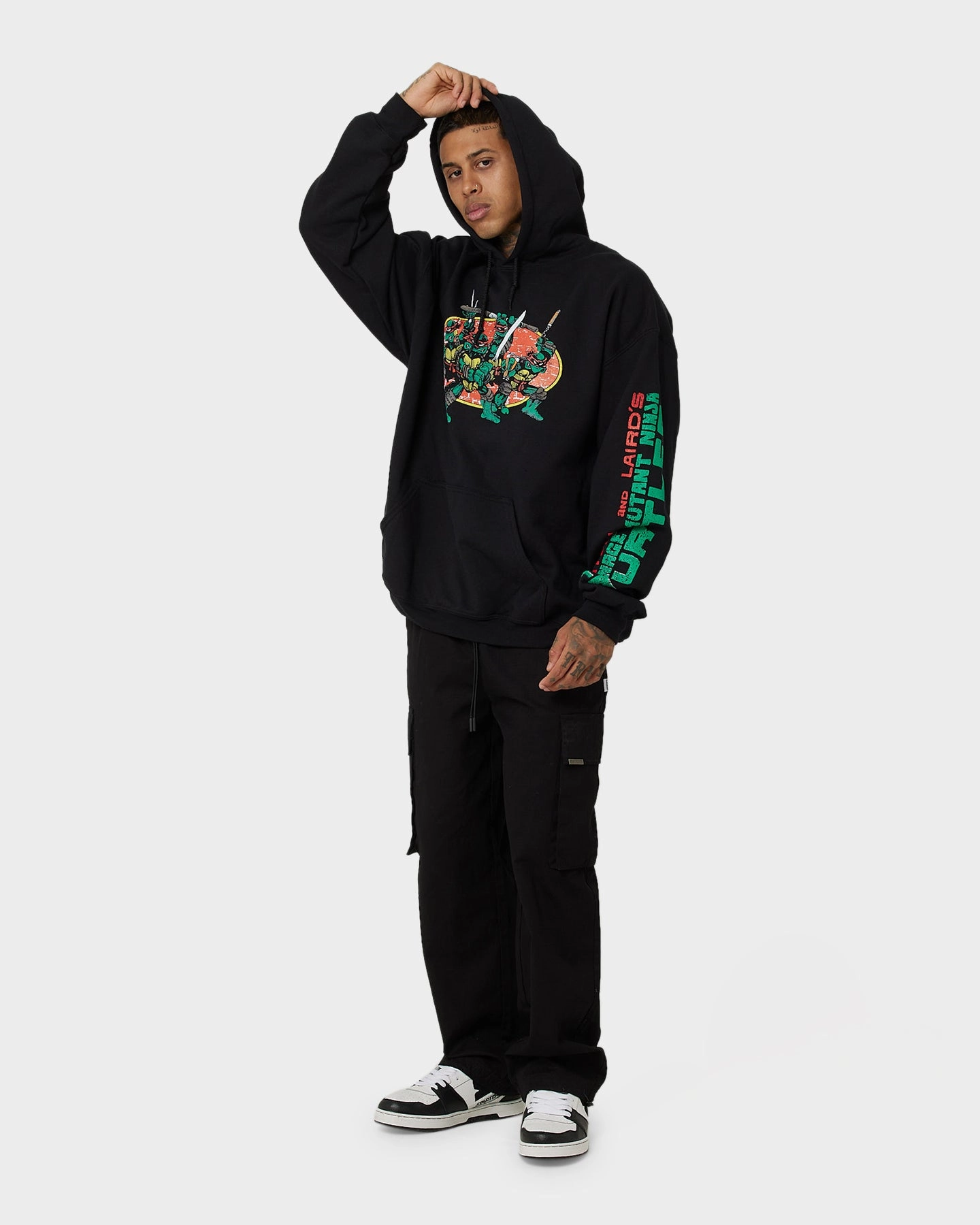 Party use Foldable Collar American Thrift X Teenage Mutant Ninja Turtles OG Ninja Turtle Hoodie Black