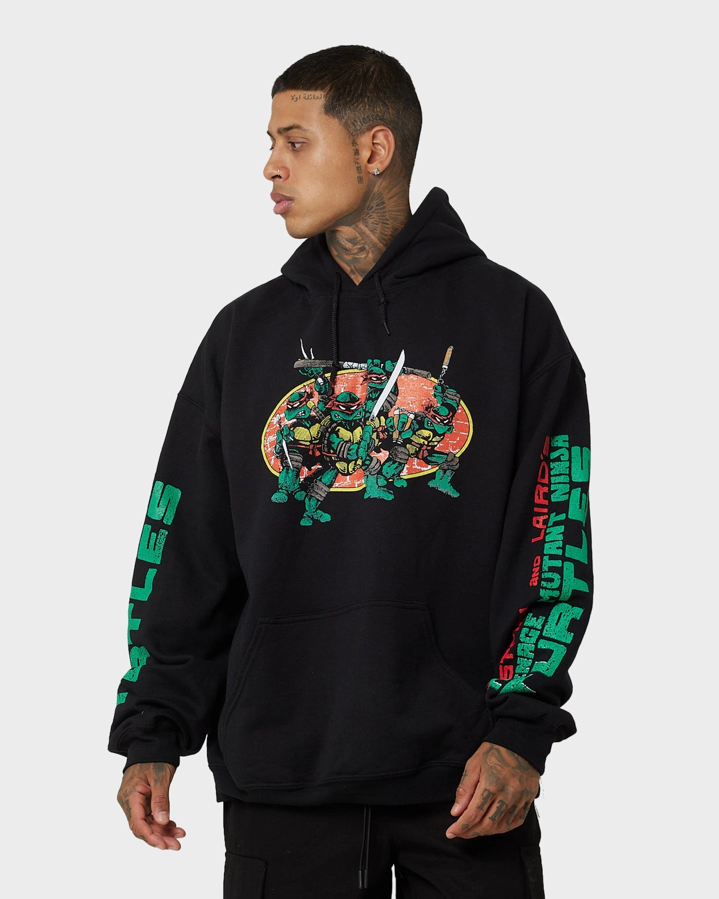 American Thrift X Teenage Mutant Ninja Turtles OG Ninja Turtle Hoodie Black Lip-gloss DoubleReinforced Zipper