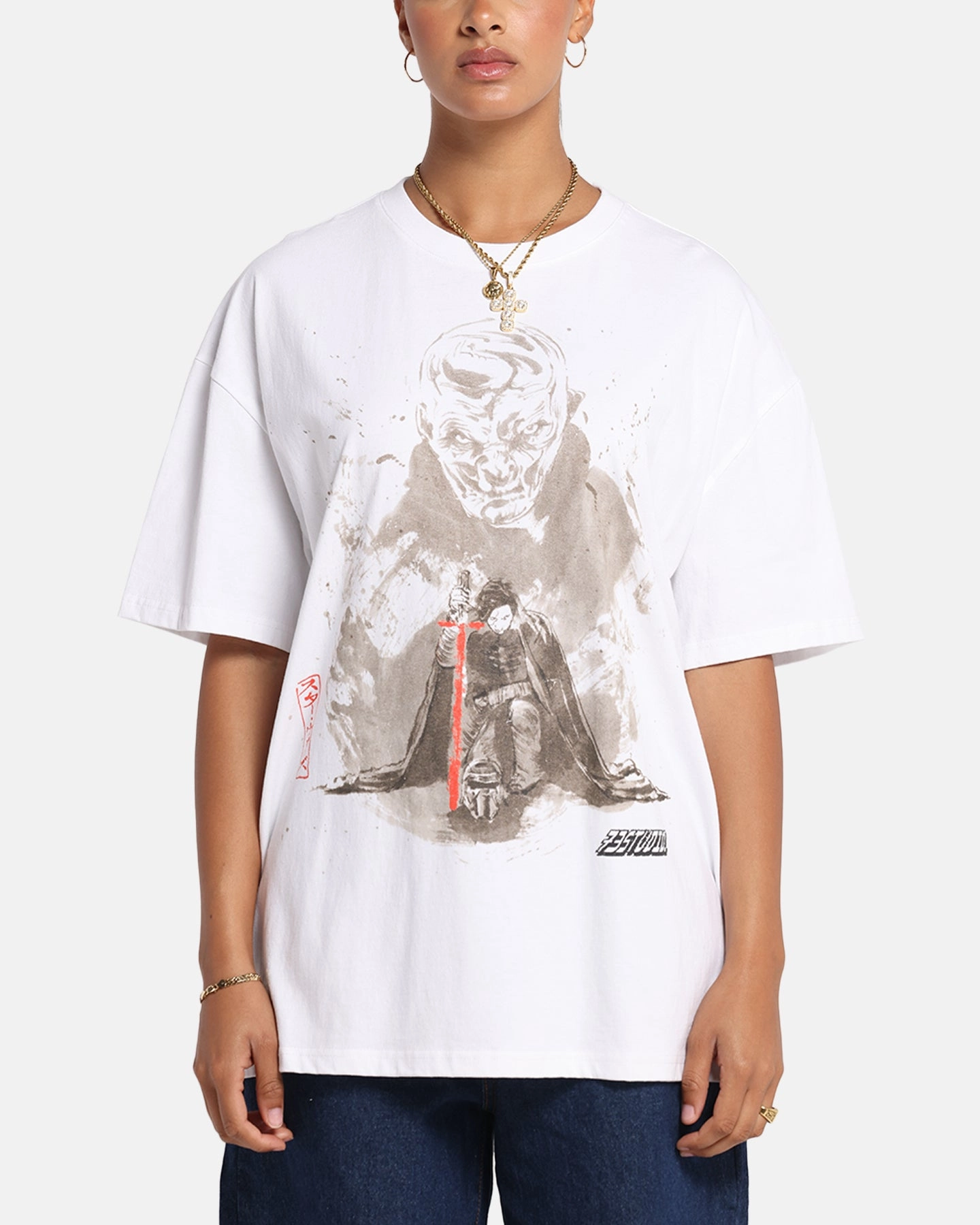 73 Studio Star Wars Takumi Last Jedi Vintage T-Shirt White Soft and breathable