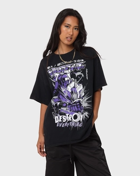 Goat Crew X Transformers Decepticons Vintage T-Shirt Black Wash Layered Neckline Minimalist Style