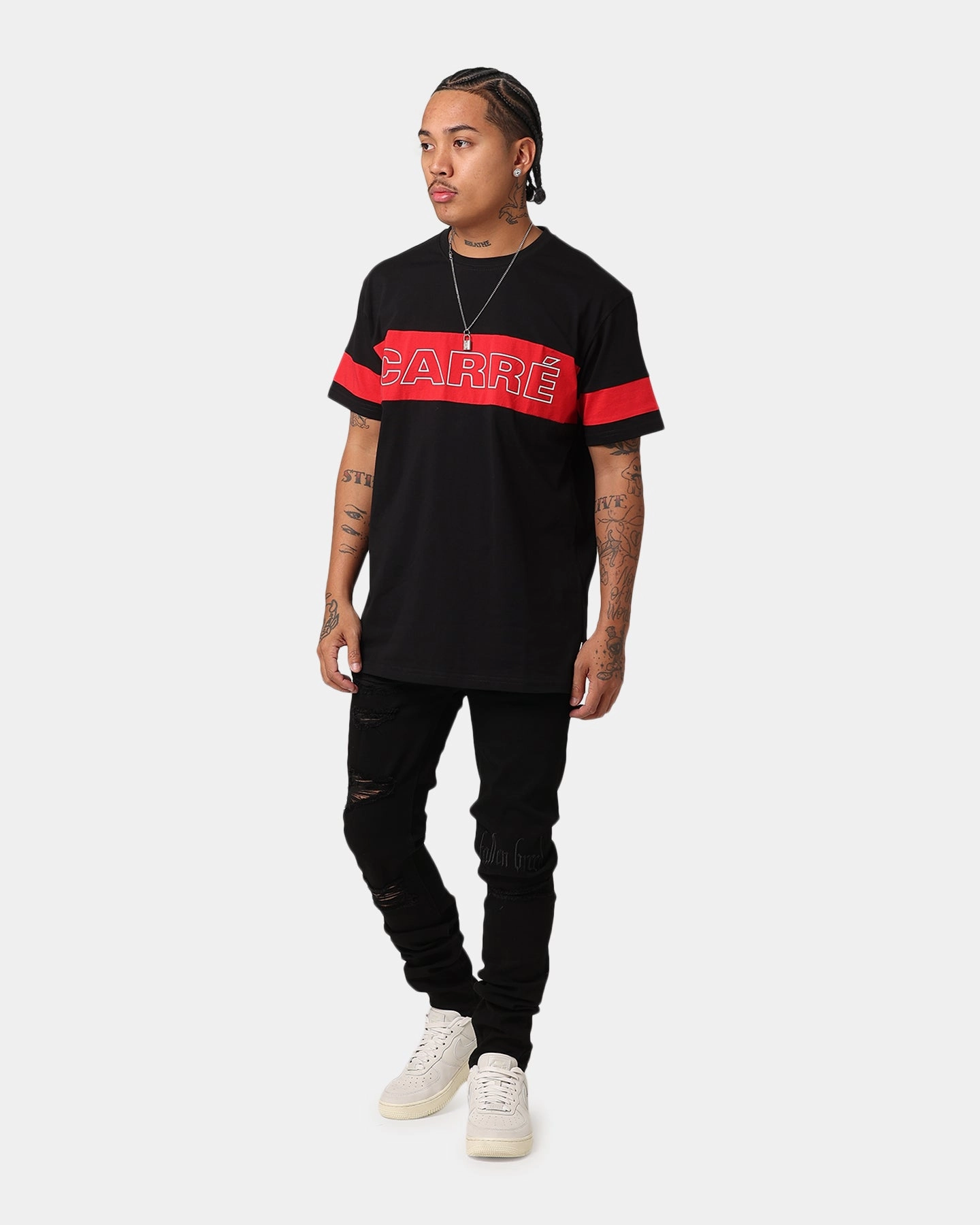 Carre Bars T-Shirt Black/Red Lightweight Feel Functional Wearable