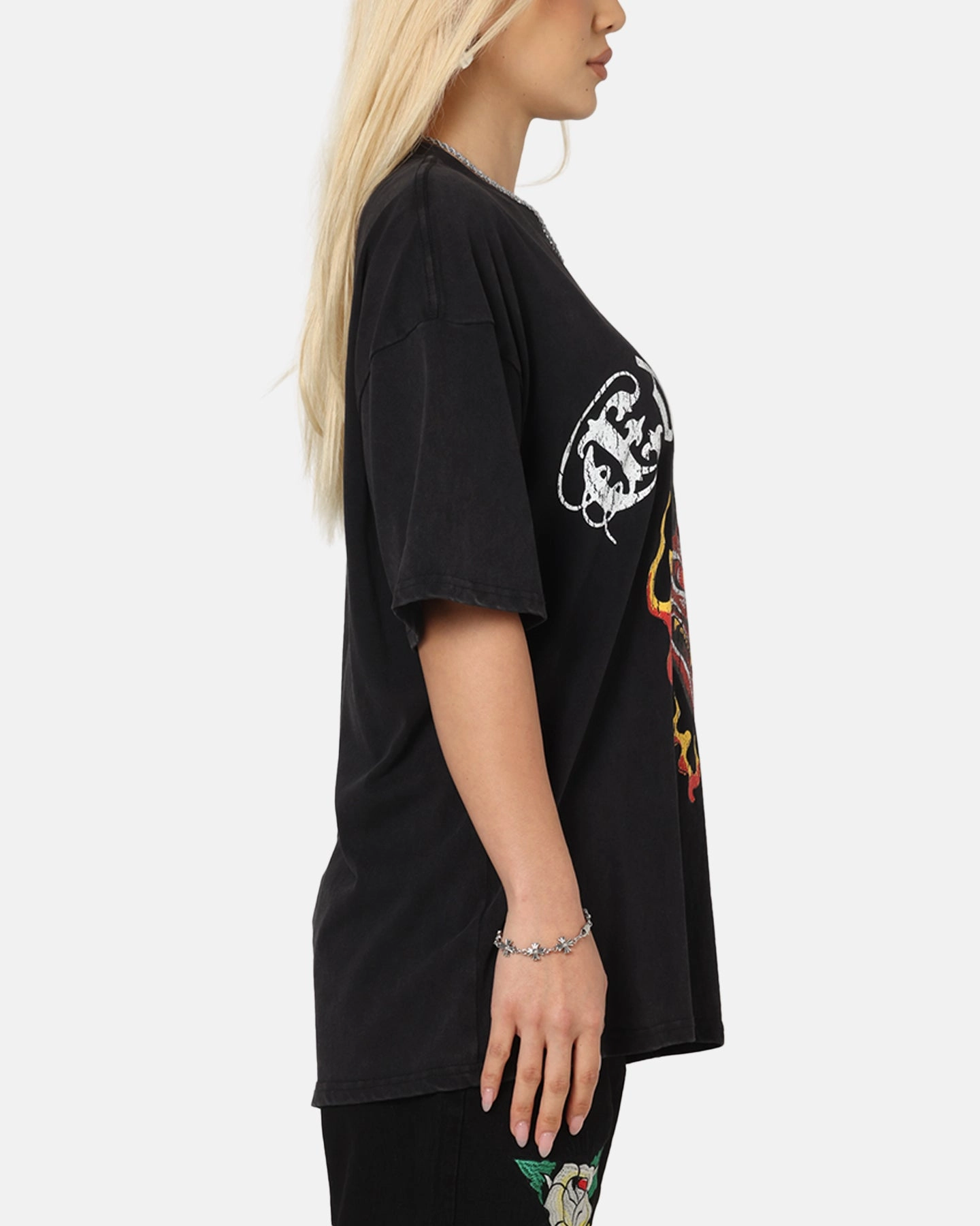 Ed Hardy Mask Of Mischief T-Shirt Black Acidwash ComfortFirst