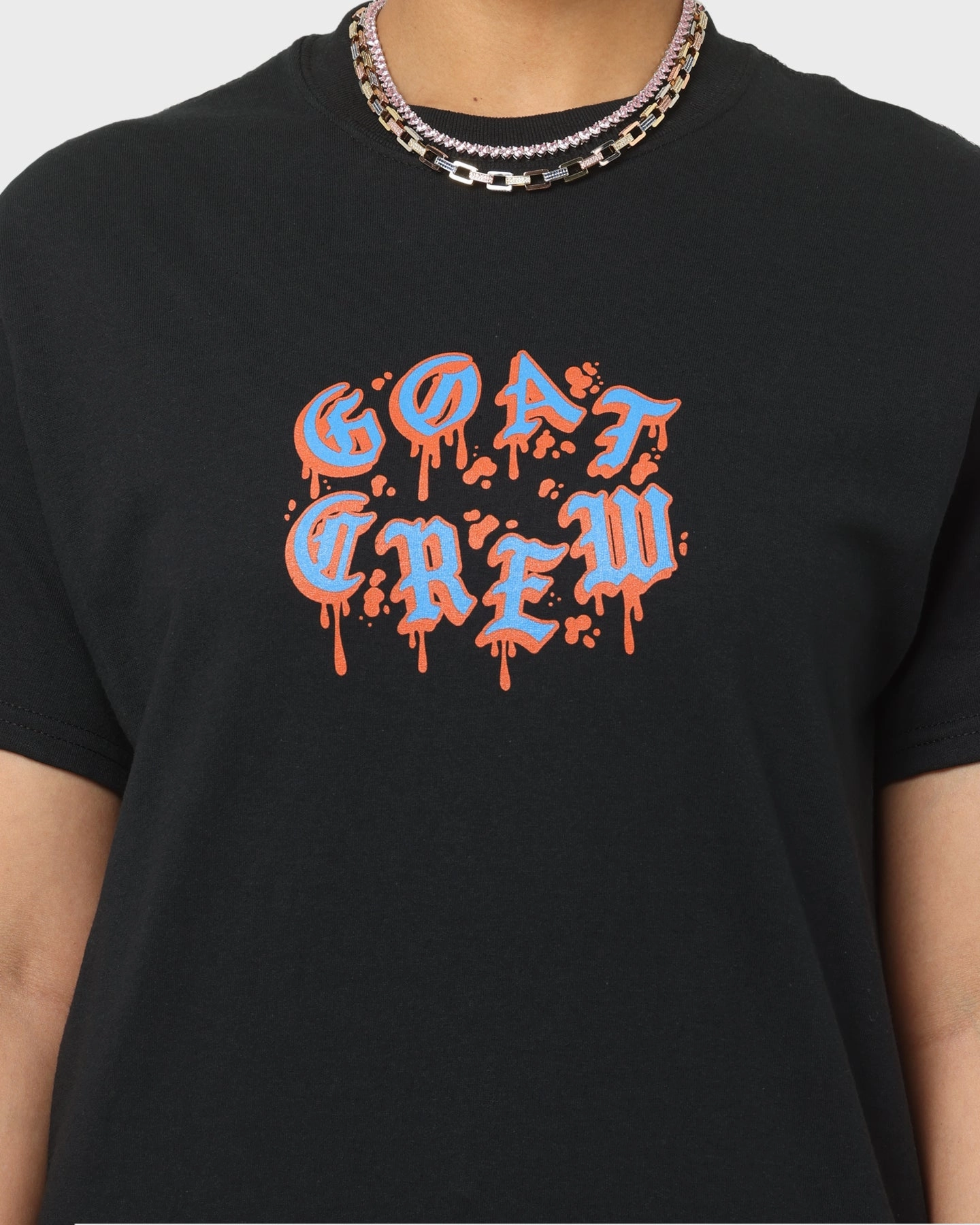 Goat Crew Drip Logo T-Shirt Black/Blue/Orange Functional Comfort