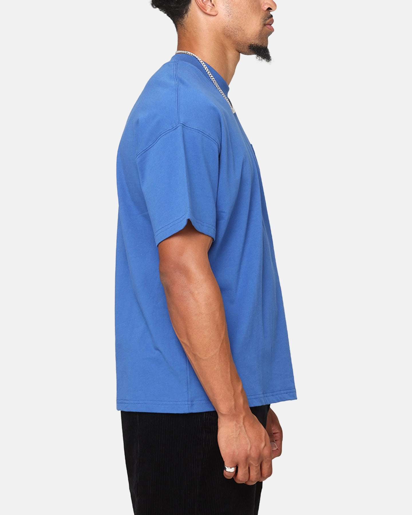Daily Outfit Carre Floral Pocket Oversized T-Shirt Blue