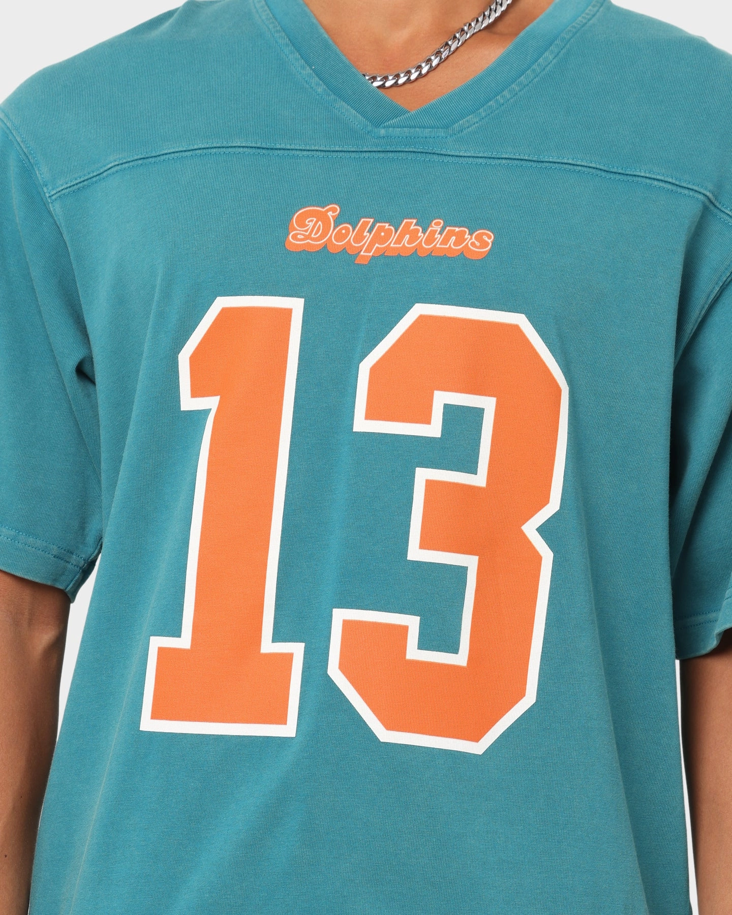 Mitchell Miami Dolphins Off Field Helmet Vintage T-Shirt Faded Teal Relaxed Outfit