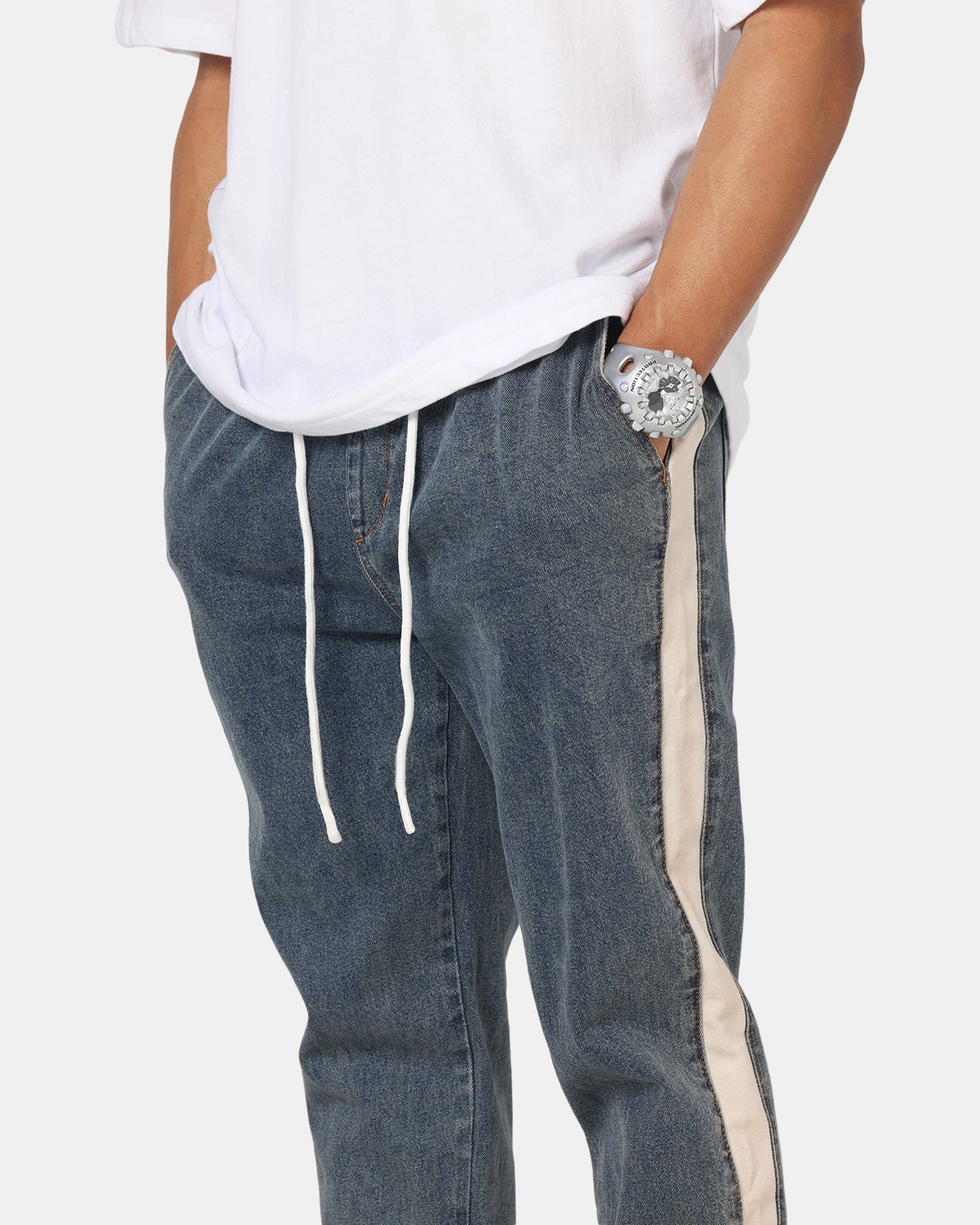 Saint Morta Sidewinder Denim Joggers Dirty Denim Casual Office