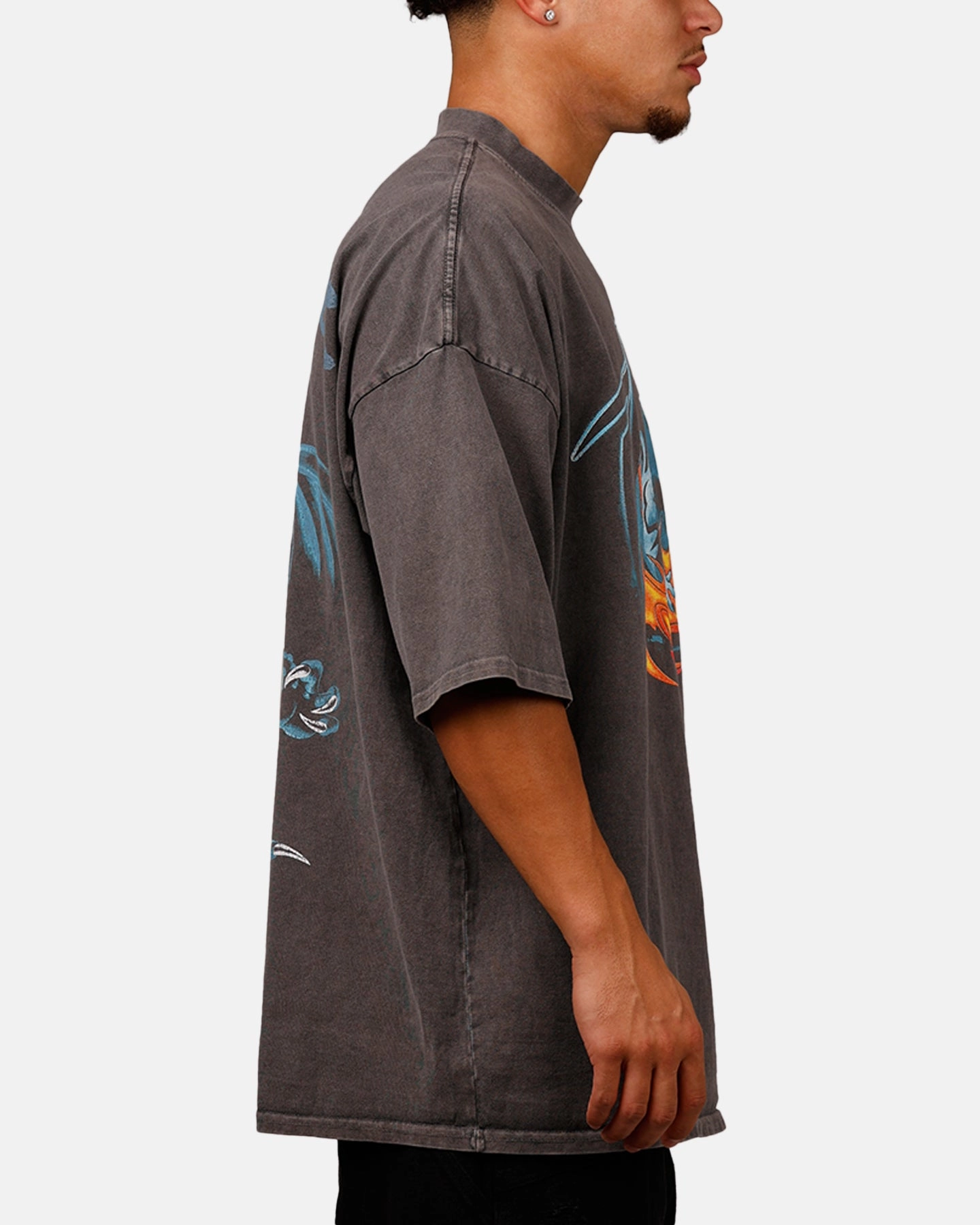 Wrinkle Resistant Loose fitting comfort Loiter Disney Chernabog Vintage T-Shirt Washed Charcoal